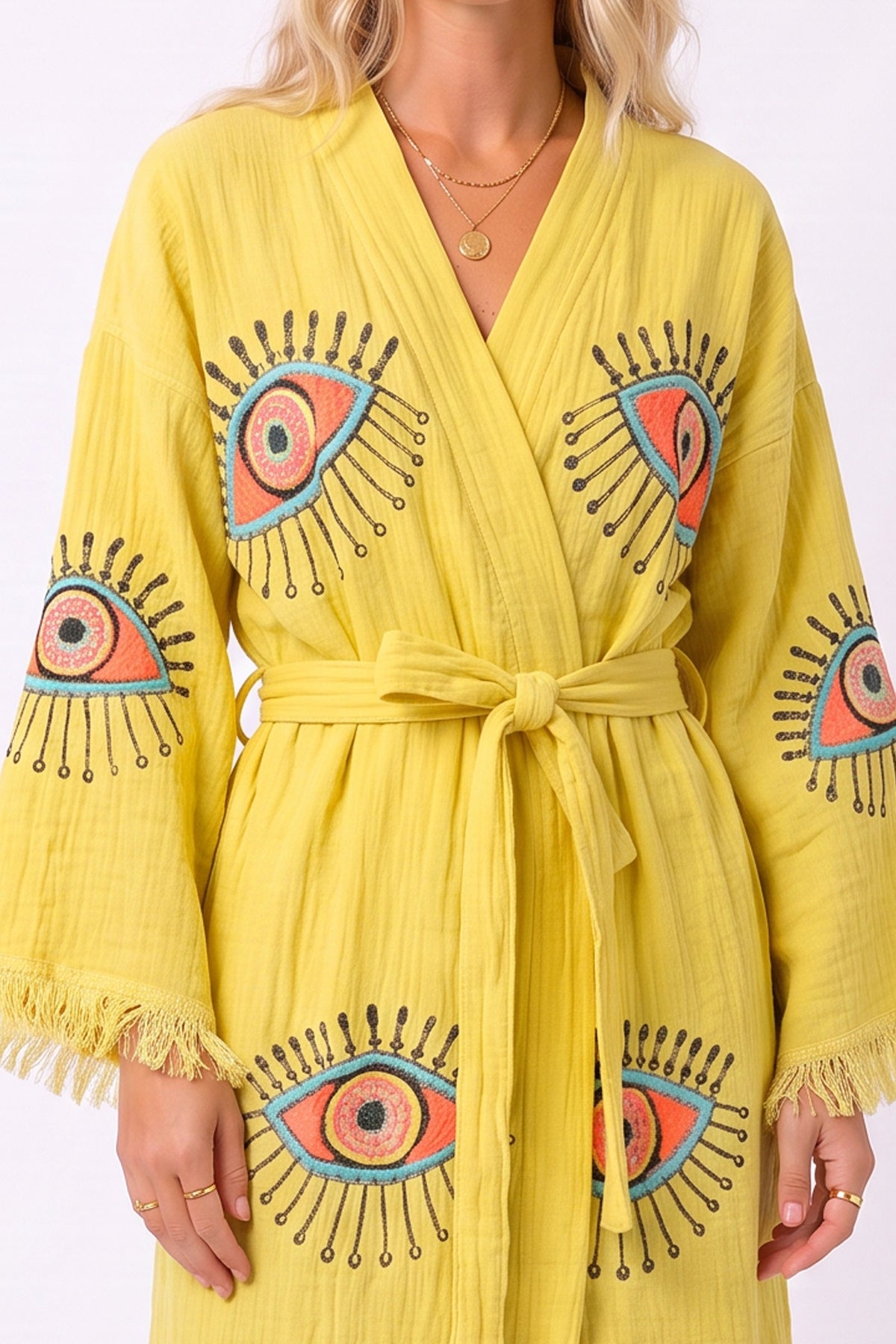 Aria Handmade Muslin Beach Cover-Up Robe – Yellow