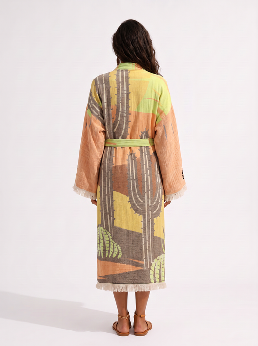 Doria Cactus Handwoven Jacquard Festival Robe