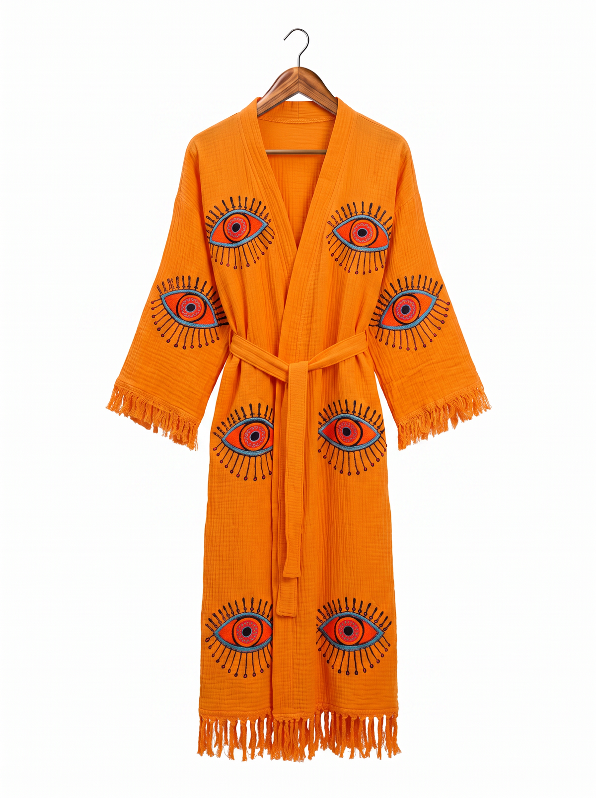 Aria Handmade Muslin Beach Cover-Up Robe – Orange