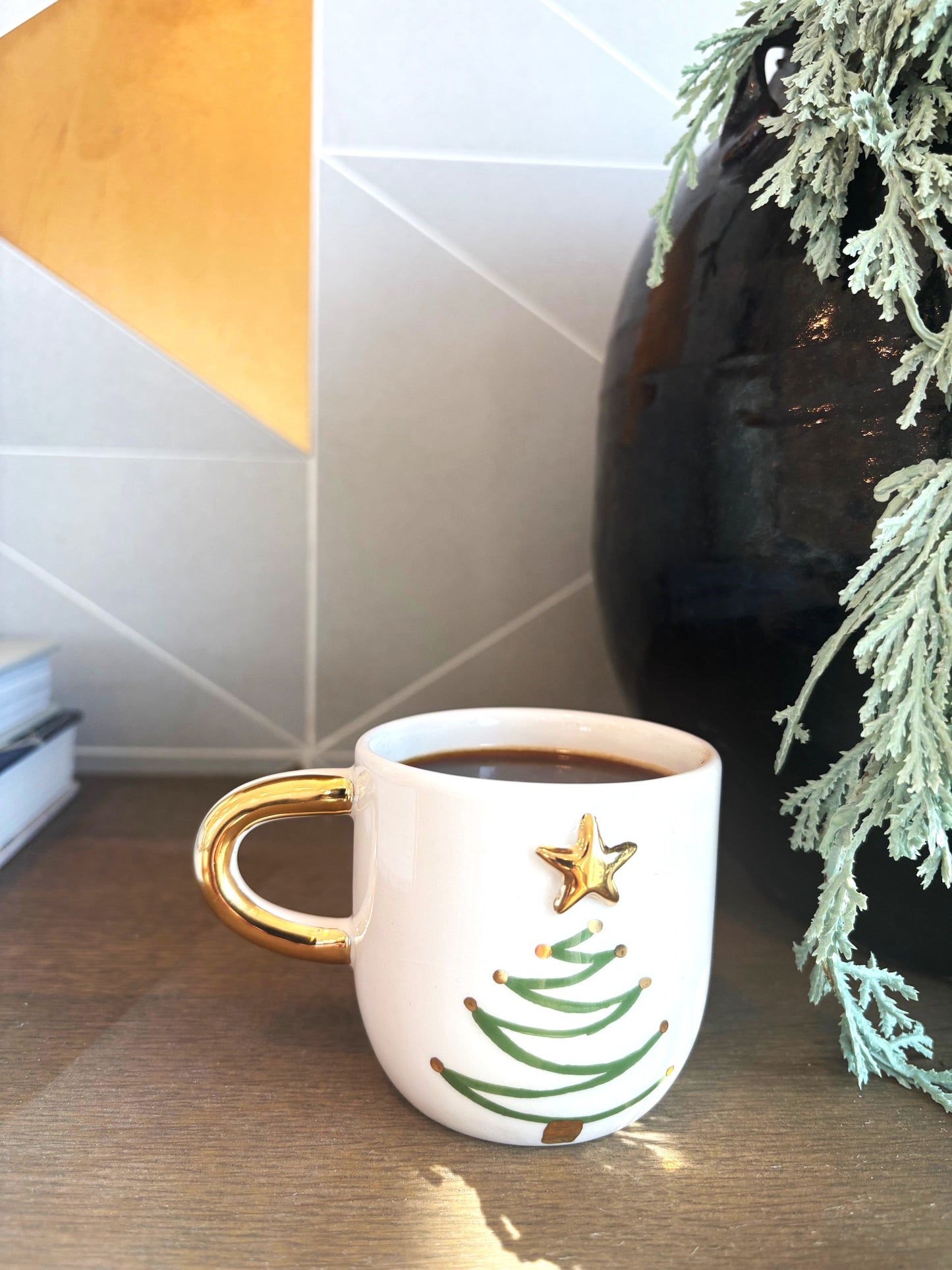 Holiday Tree 24K Gold Handmade Ceramic Coffee & Tea Mug