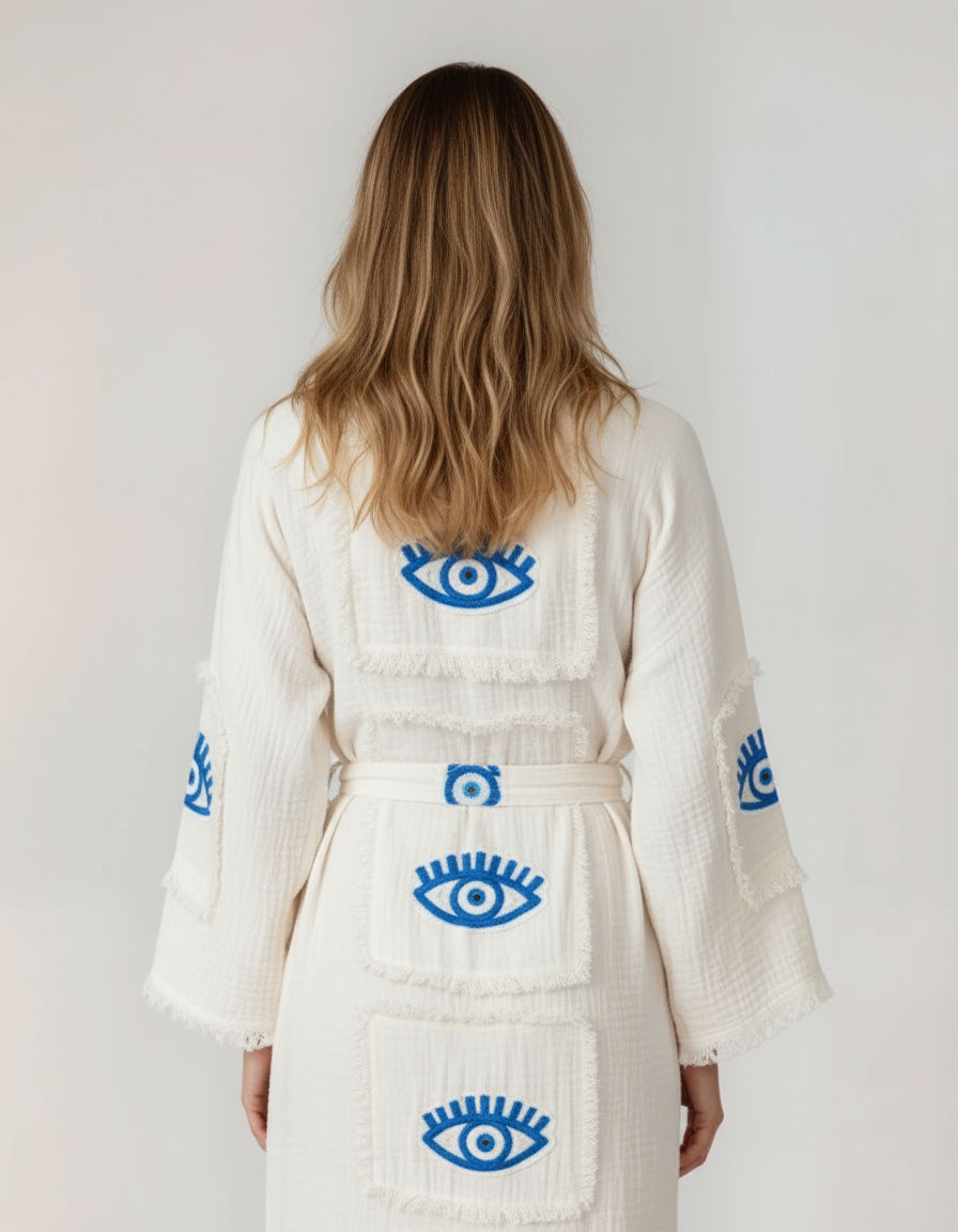 Arva Handmade Cotton Evil Eye Kimono Robe