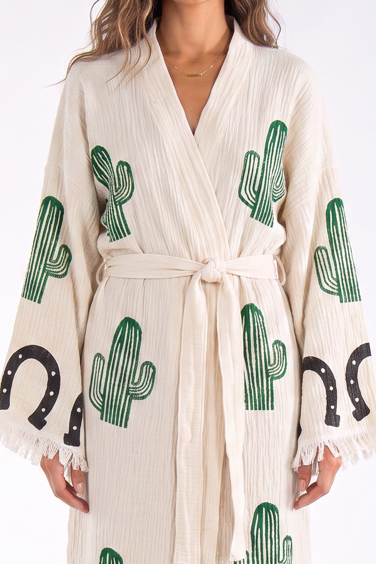 Sierra Cowgirl Printed Fringed  Festival Robe