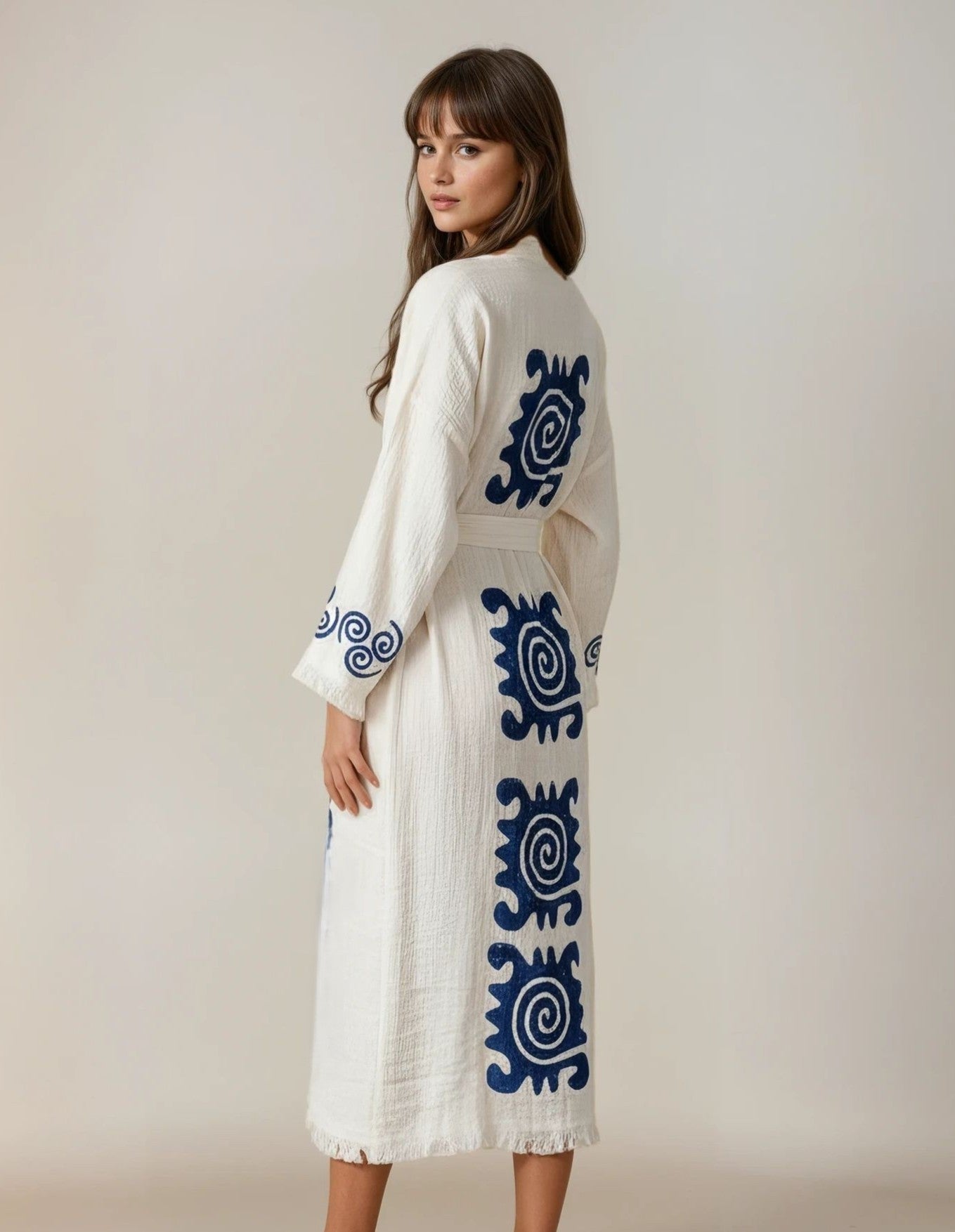 Blue Spirit Indigo Pattern Handmade Cotton Kimono Robe