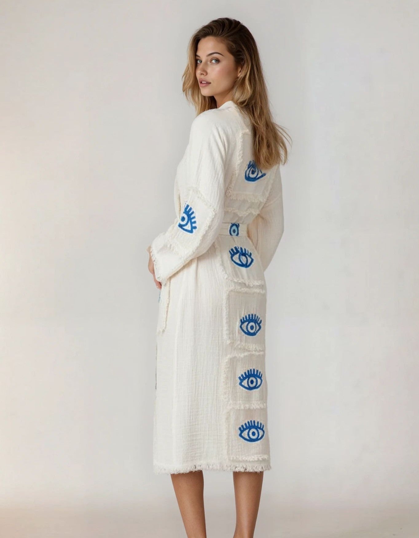 Arva Handmade Cotton Evil Eye Kimono Robe