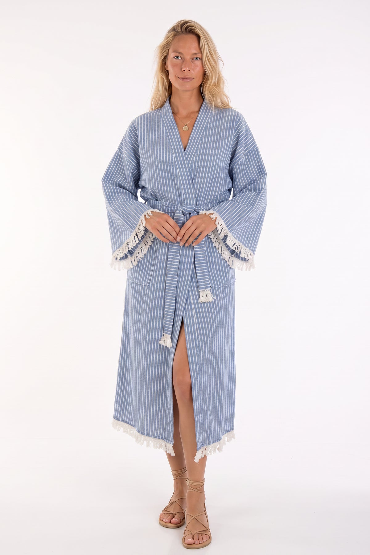 Naia Premium Turkish Cotton Bath Robe - Blue
