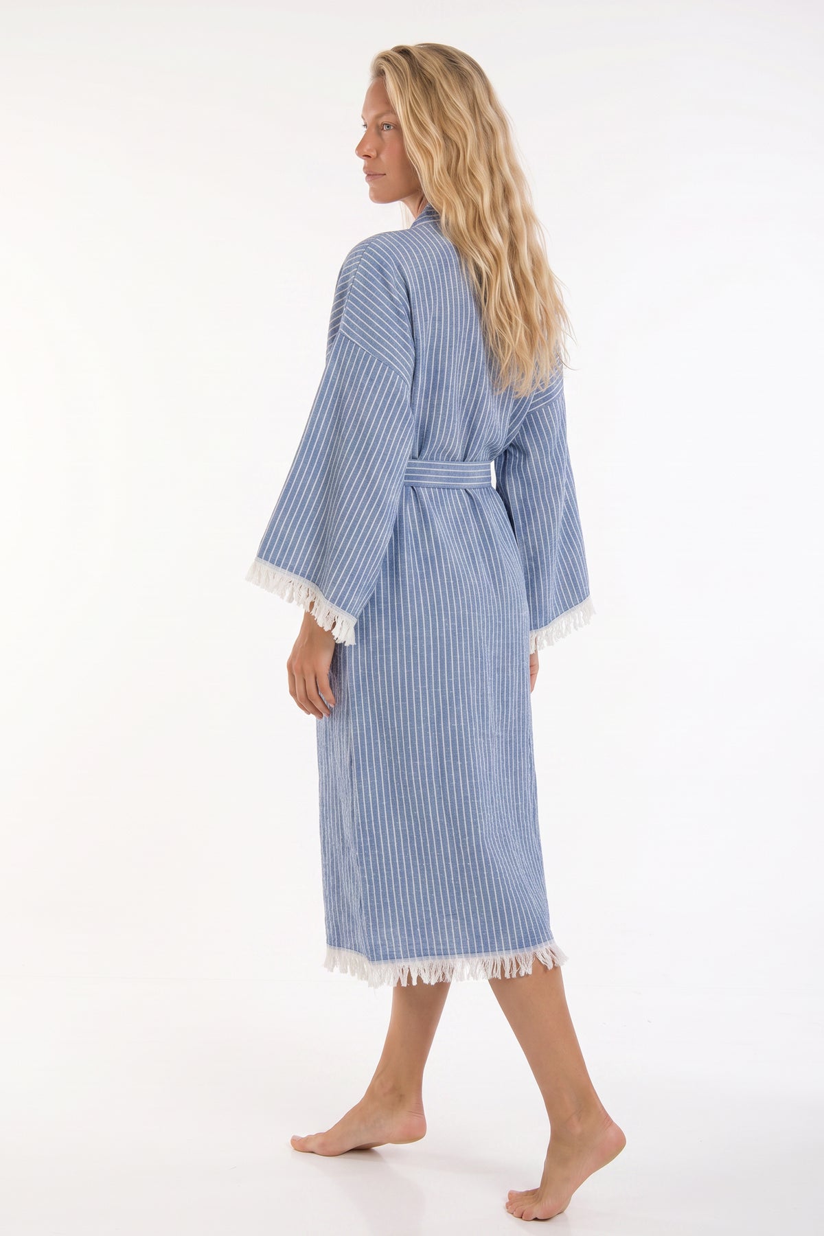 Naia Premium Turkish Cotton Bath Robe - Blue