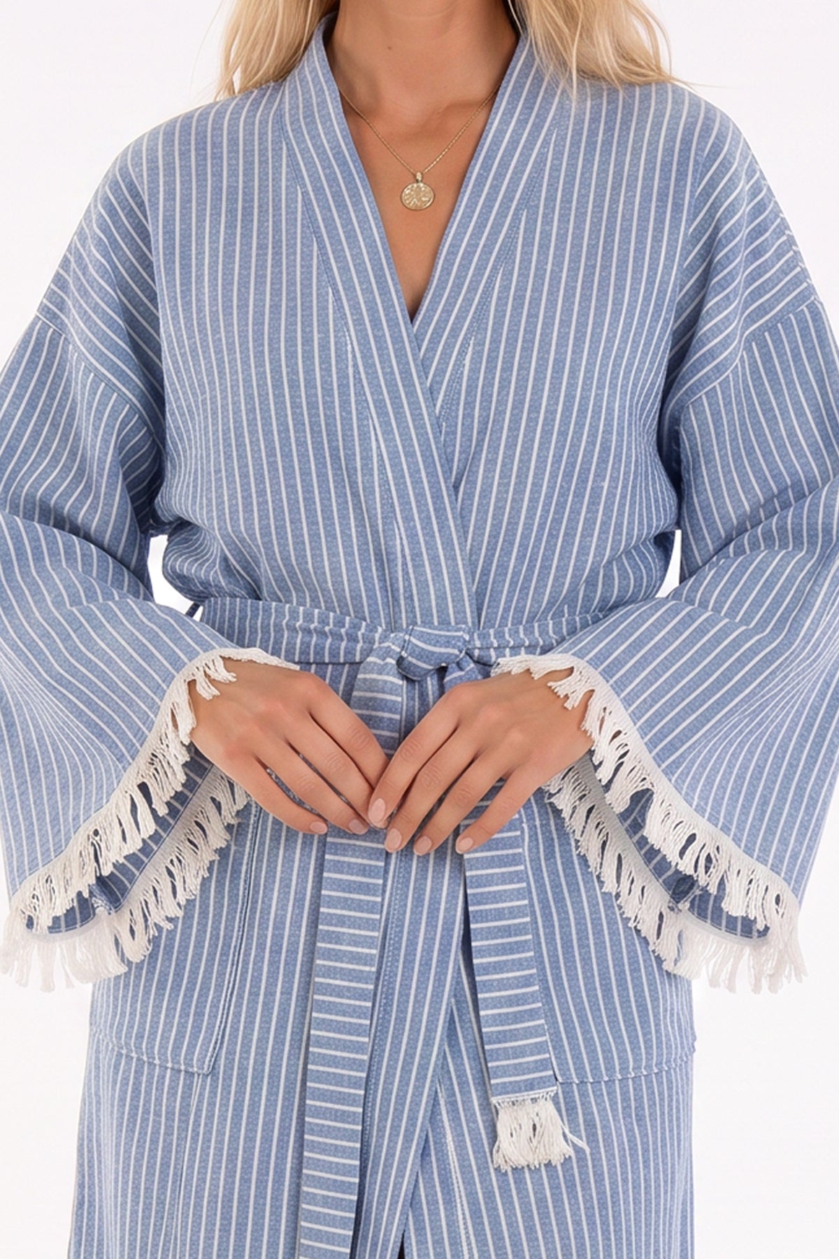 Naia Premium Turkish Cotton Bath Robe - Blue