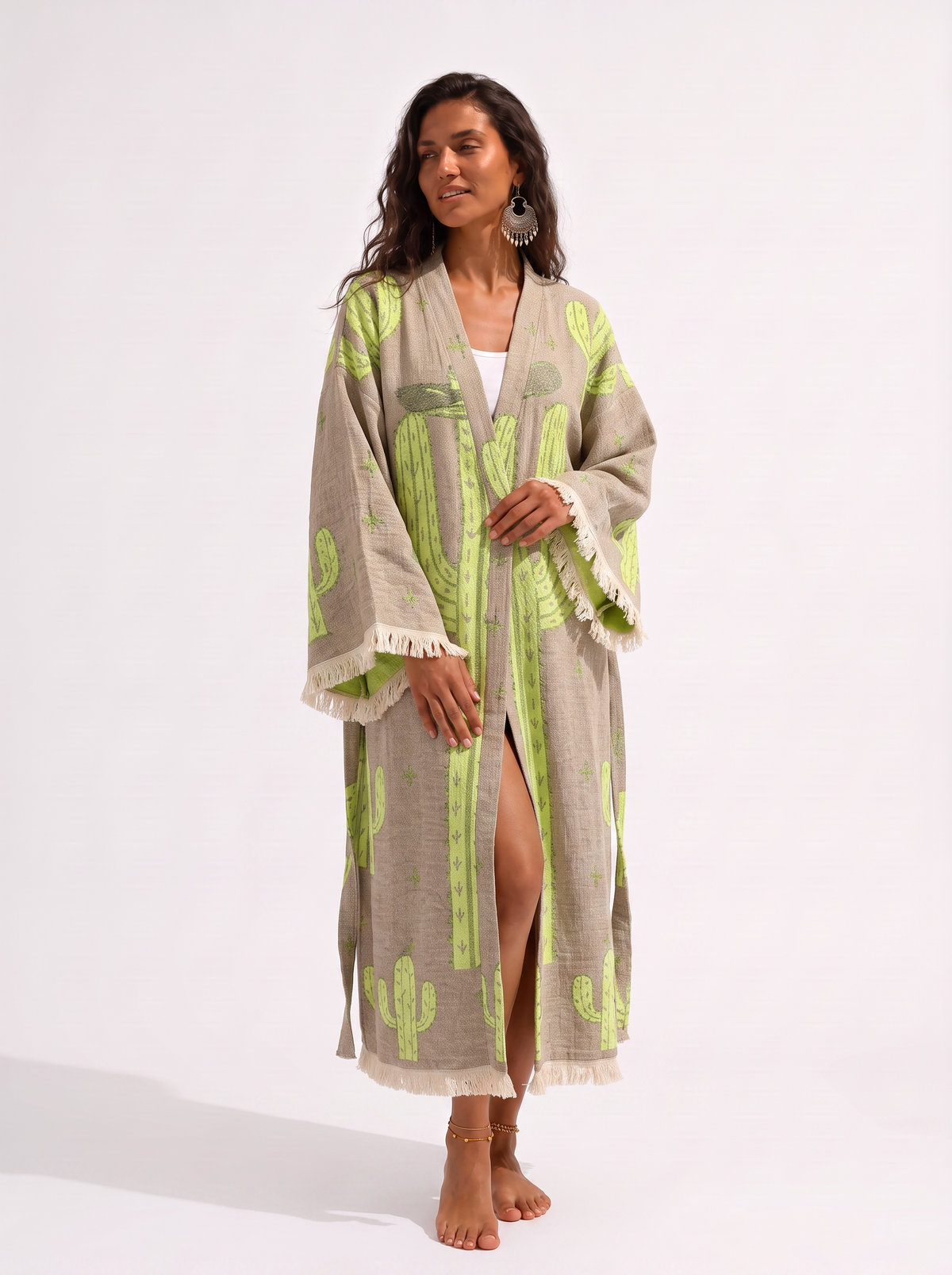 Sedona Handwoven Jacquard Printed Fringed  Festival Robe