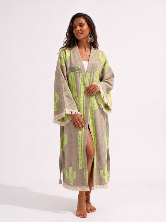 Sedona Handwoven Jacquard Printed Fringed  Festival Robe