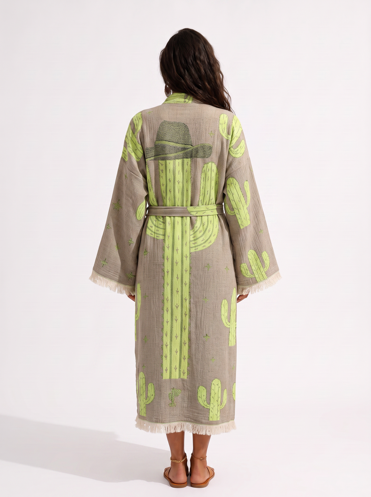 Sedona Handwoven Jacquard Printed Fringed  Festival Robe