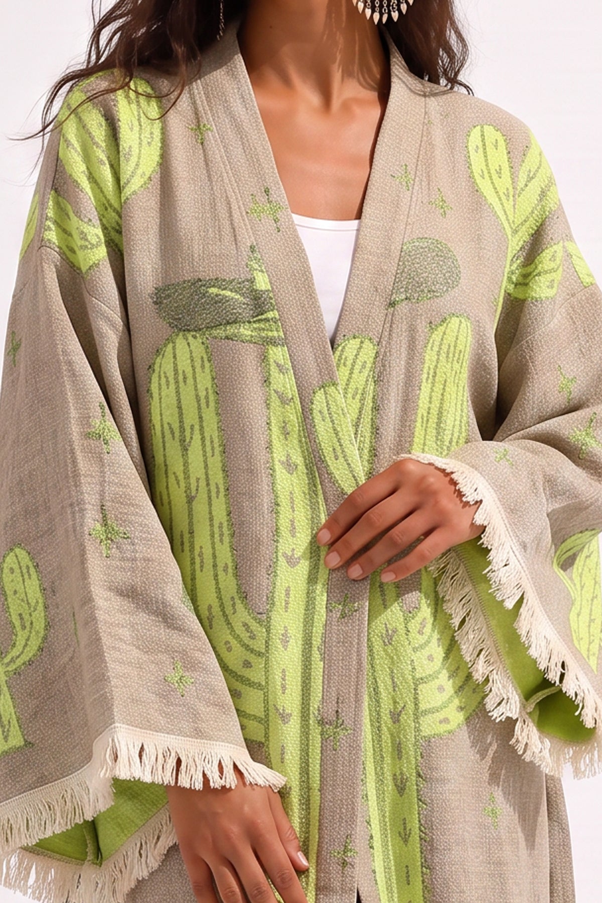 Sedona Handwoven Jacquard Printed Fringed  Festival Robe