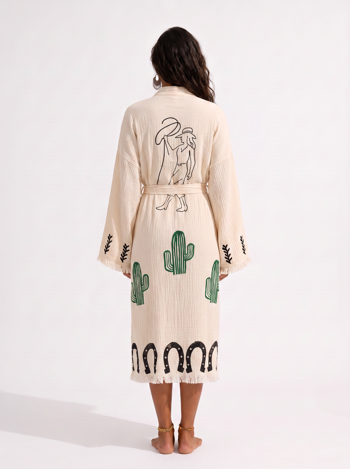 Sierra Cowgirl Printed Fringed  Festival Robe