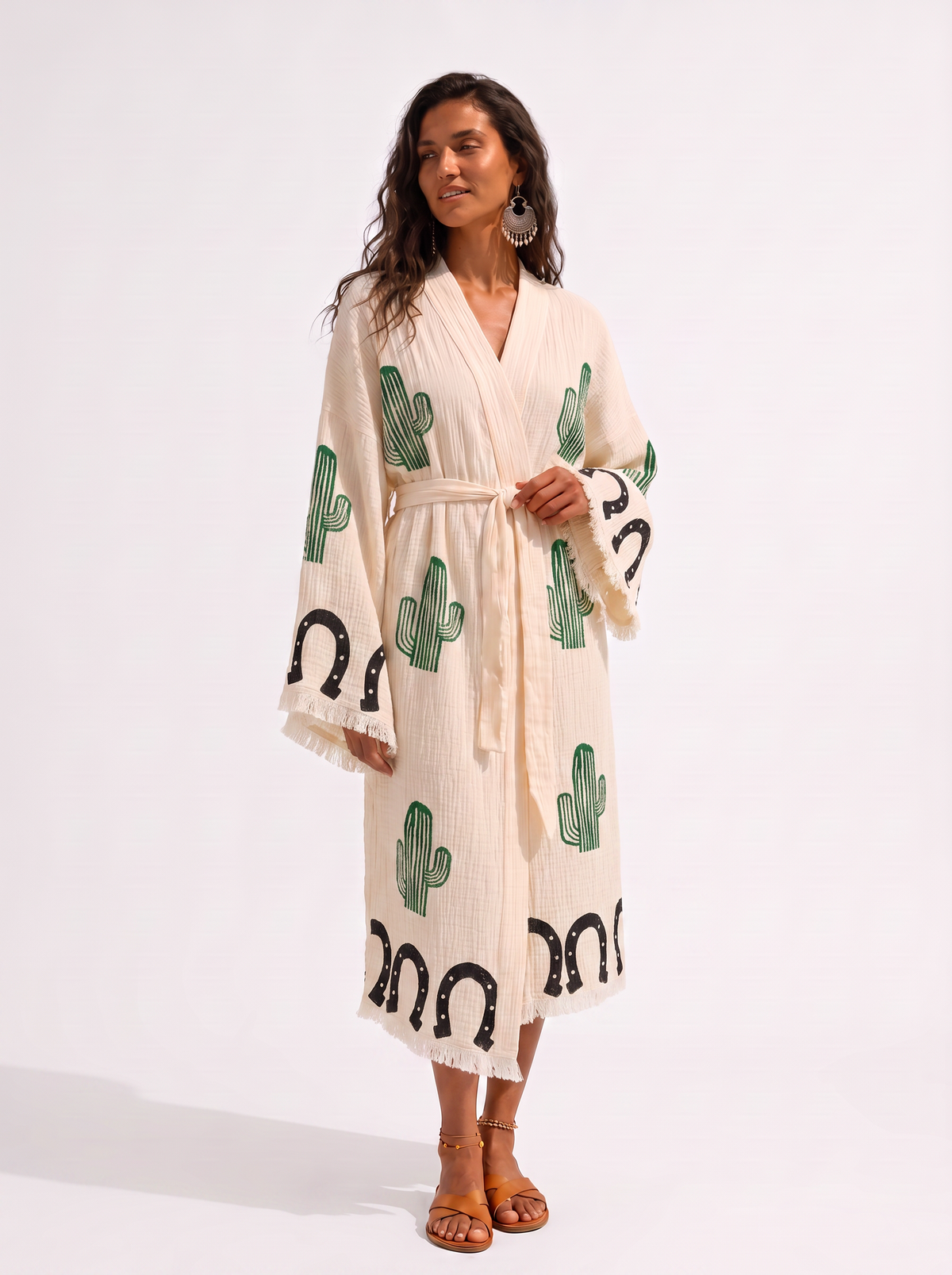 Sierra Cowgirl Printed Fringed  Festival Robe