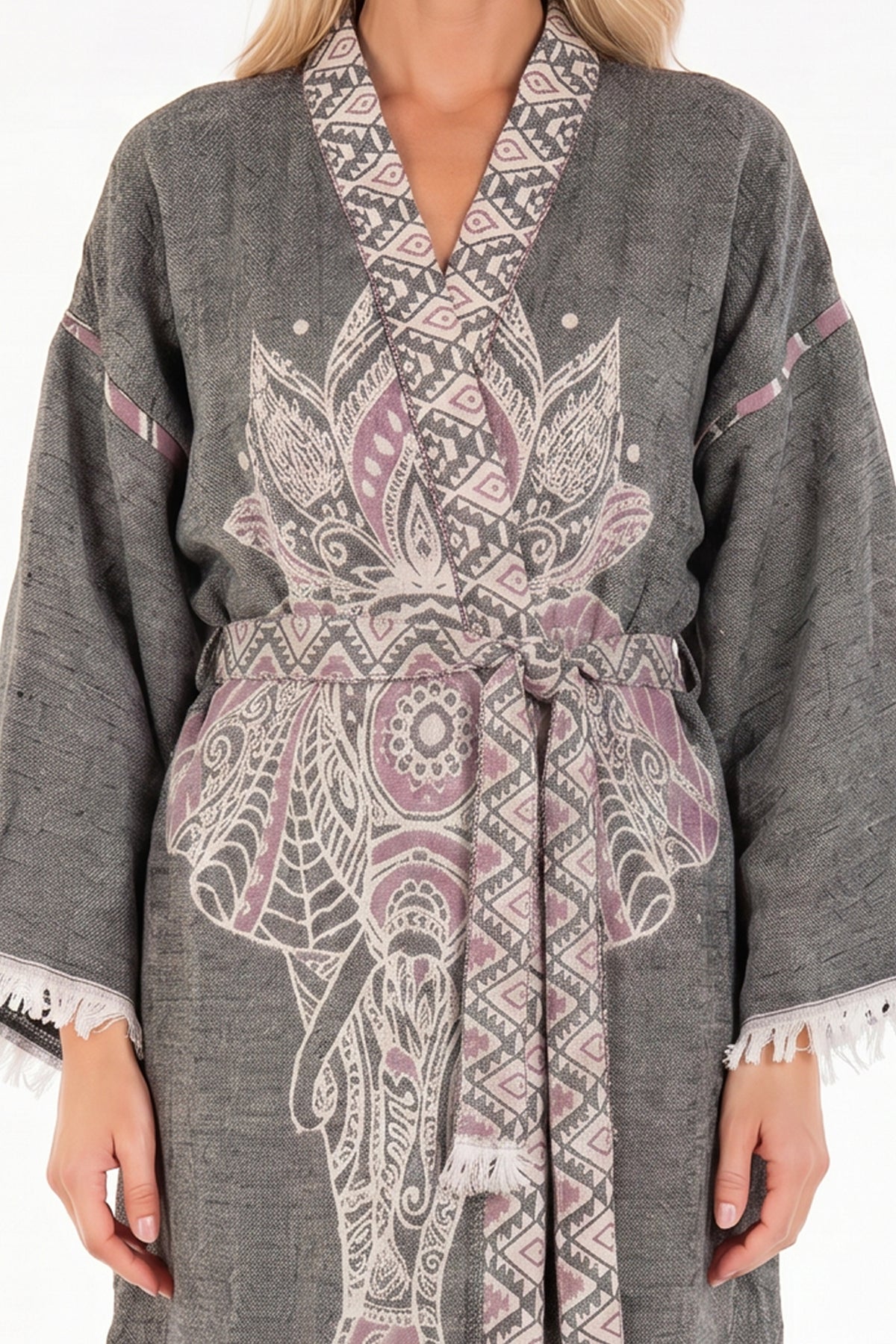 Astrid Handwoven Jacquard Beach Cover-Up Robe