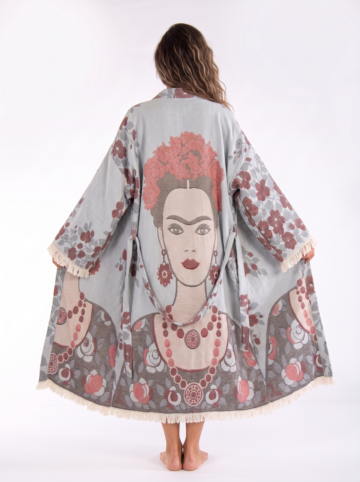 Paloma Handwoven Jacquard Printed Fringed Festival Robe