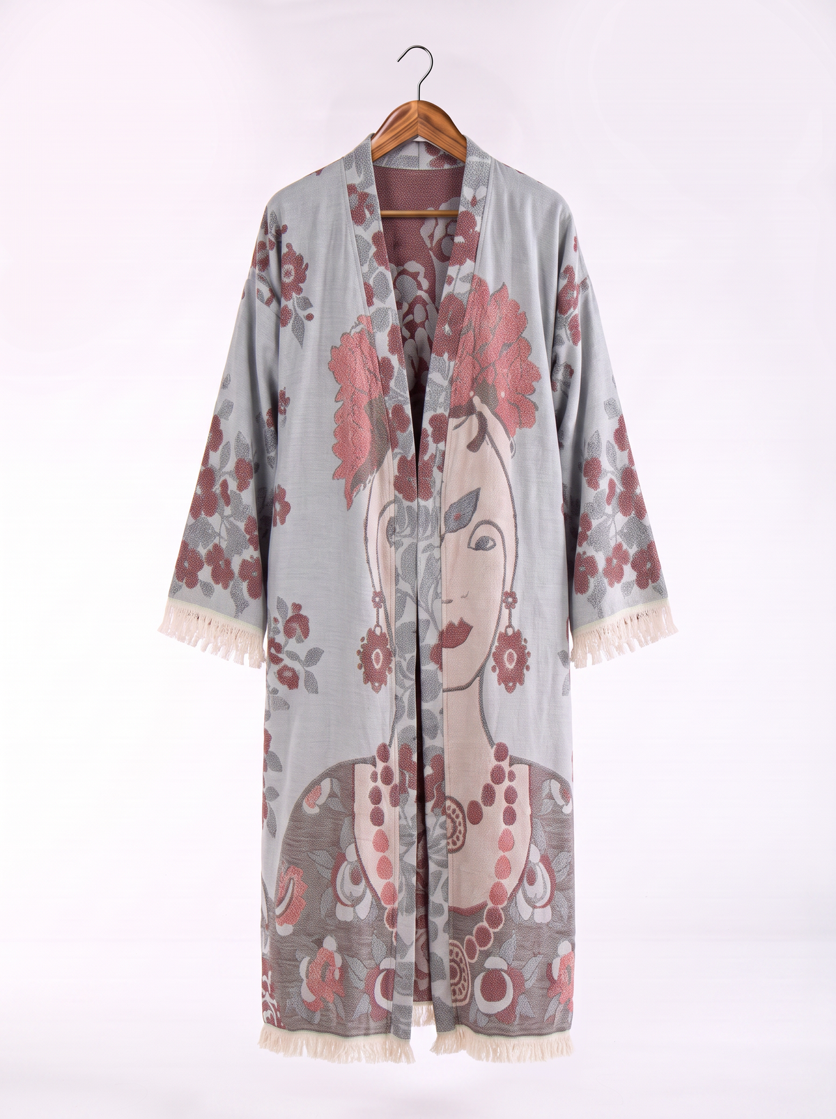 Paloma Handwoven Jacquard Printed Fringed Festival Robe