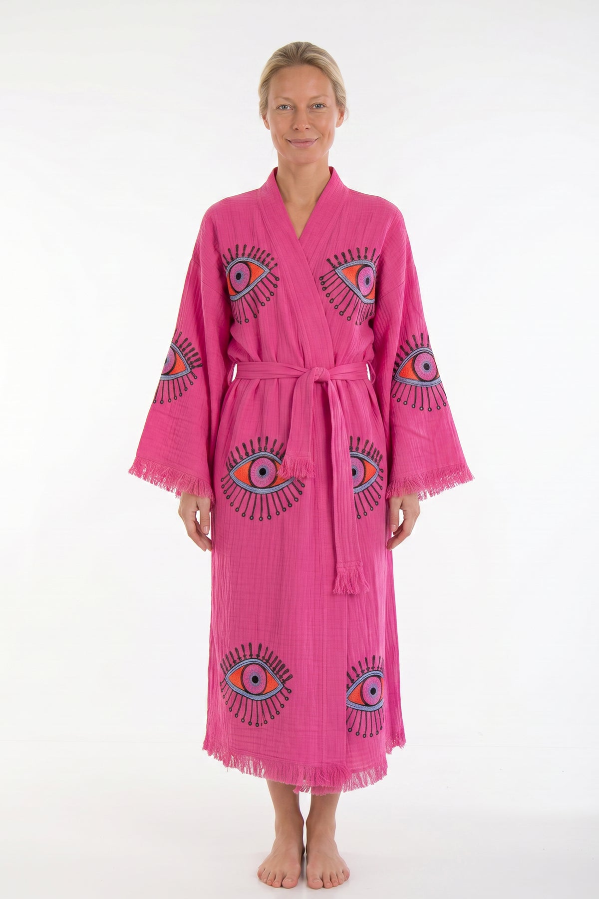 Aria Handmade Muslin Beach Cover-Up Robe – Fuchsia