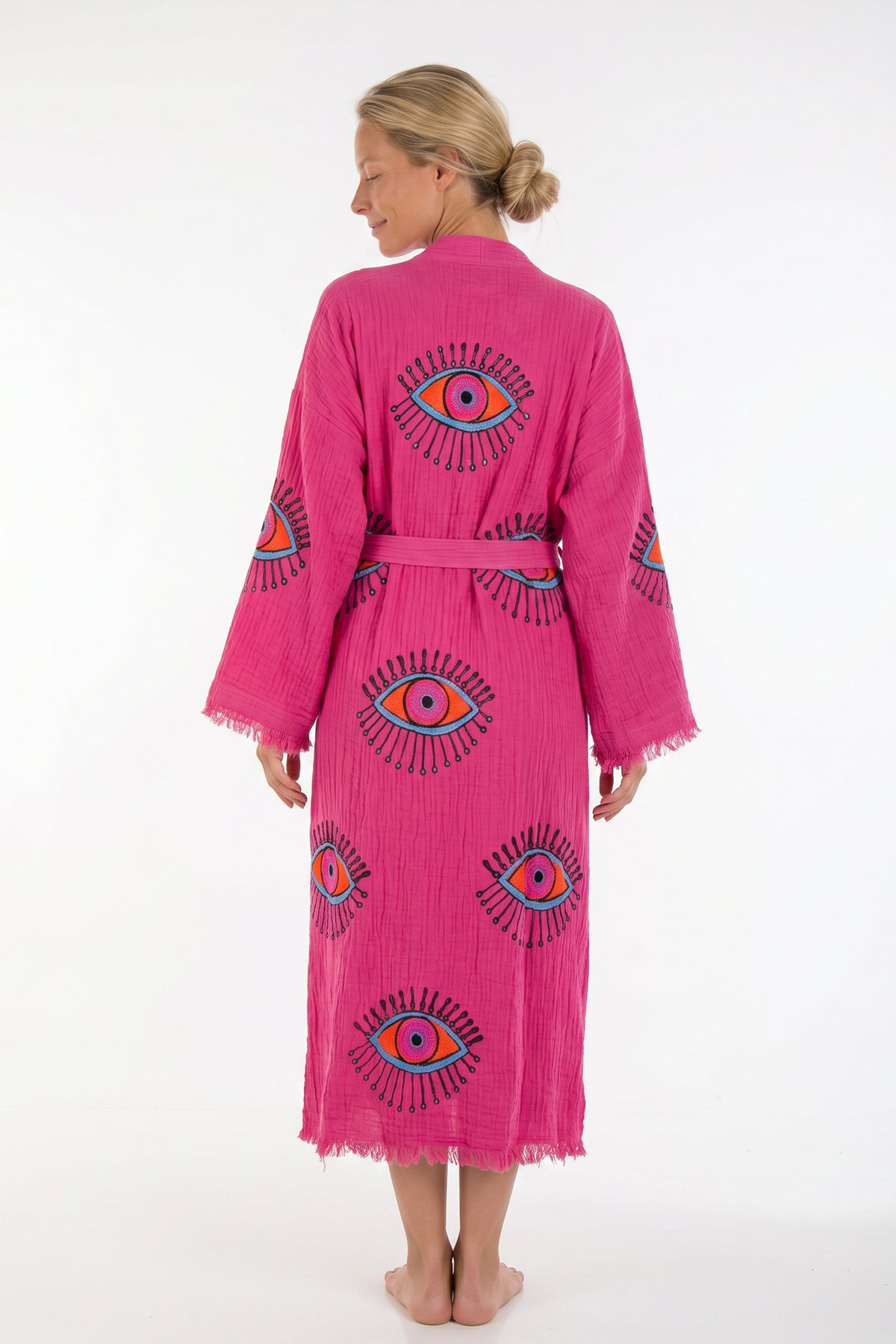 Aria Handmade Muslin Beach Cover-Up Robe – Fuchsia