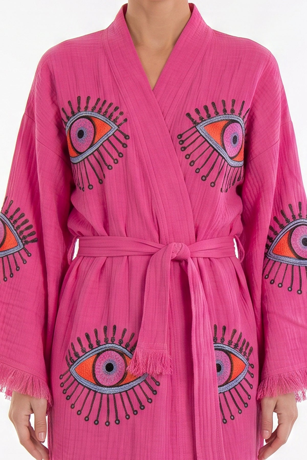 Aria Handmade Muslin Beach Cover-Up Robe – Fuchsia