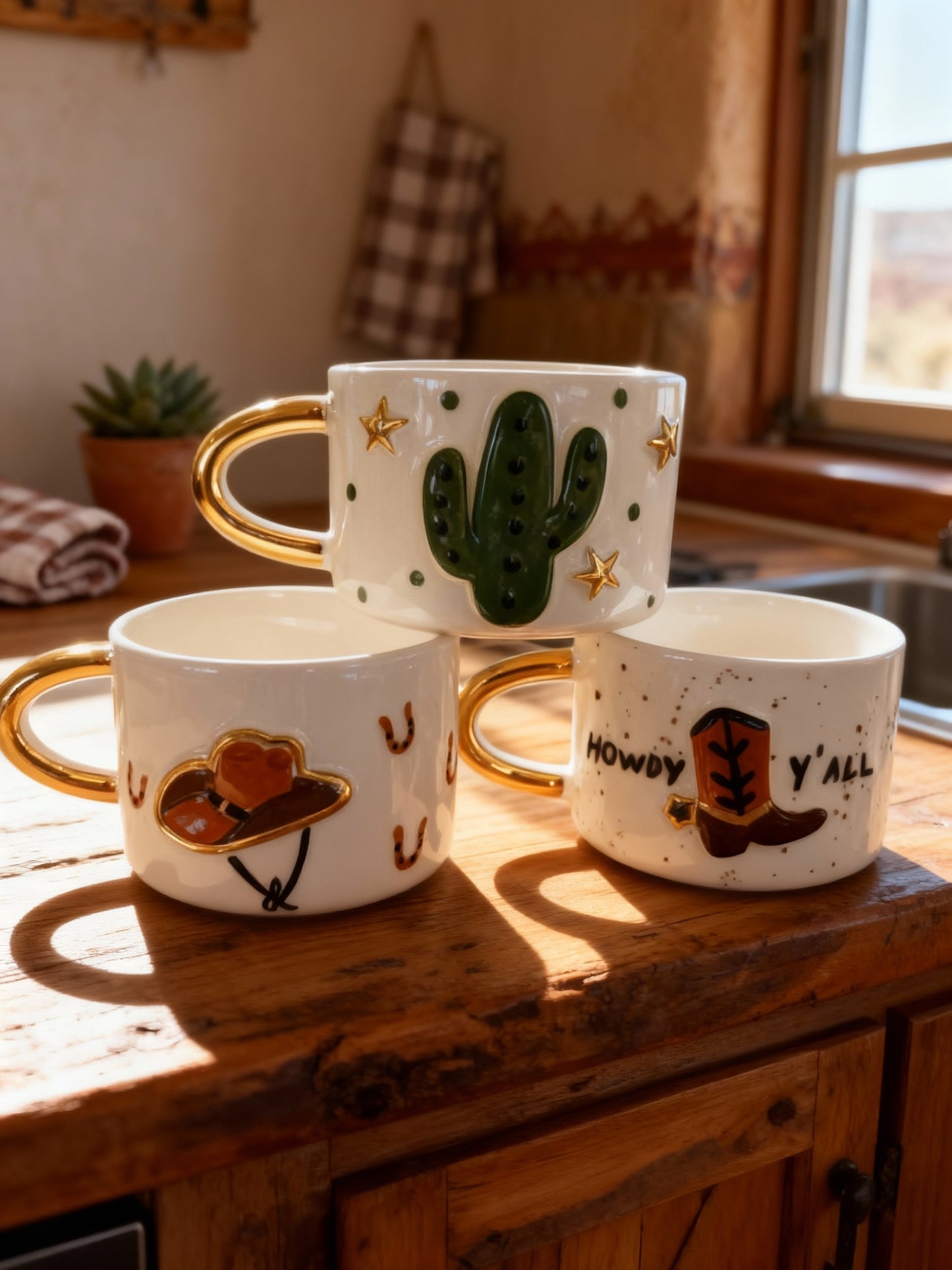 Cowboy Hat 24K Gold Handmade Ceramic Coffee & Tea Mug