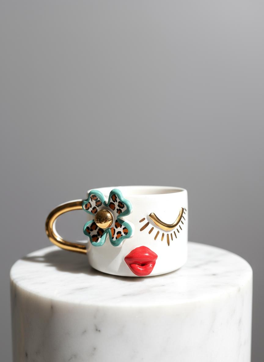 Leo Girl 24K Gold Handmade Ceramic Coffee & Tea Cup