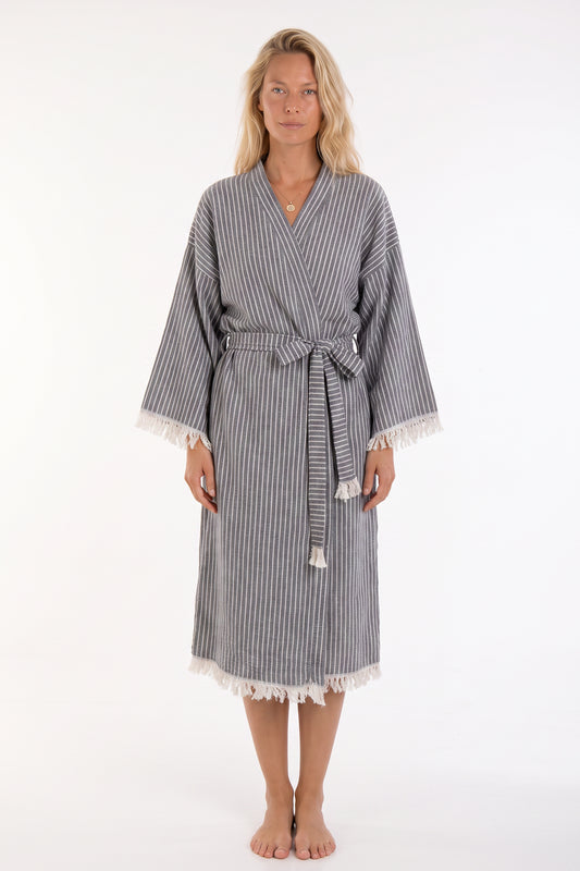 Naia Premium Turkish Cotton Bath Robe - Gray