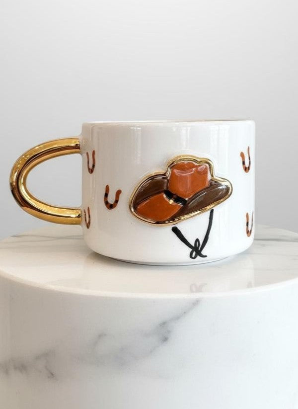 Cowboy Hat 24K Gold Handmade Ceramic Coffee & Tea Mug