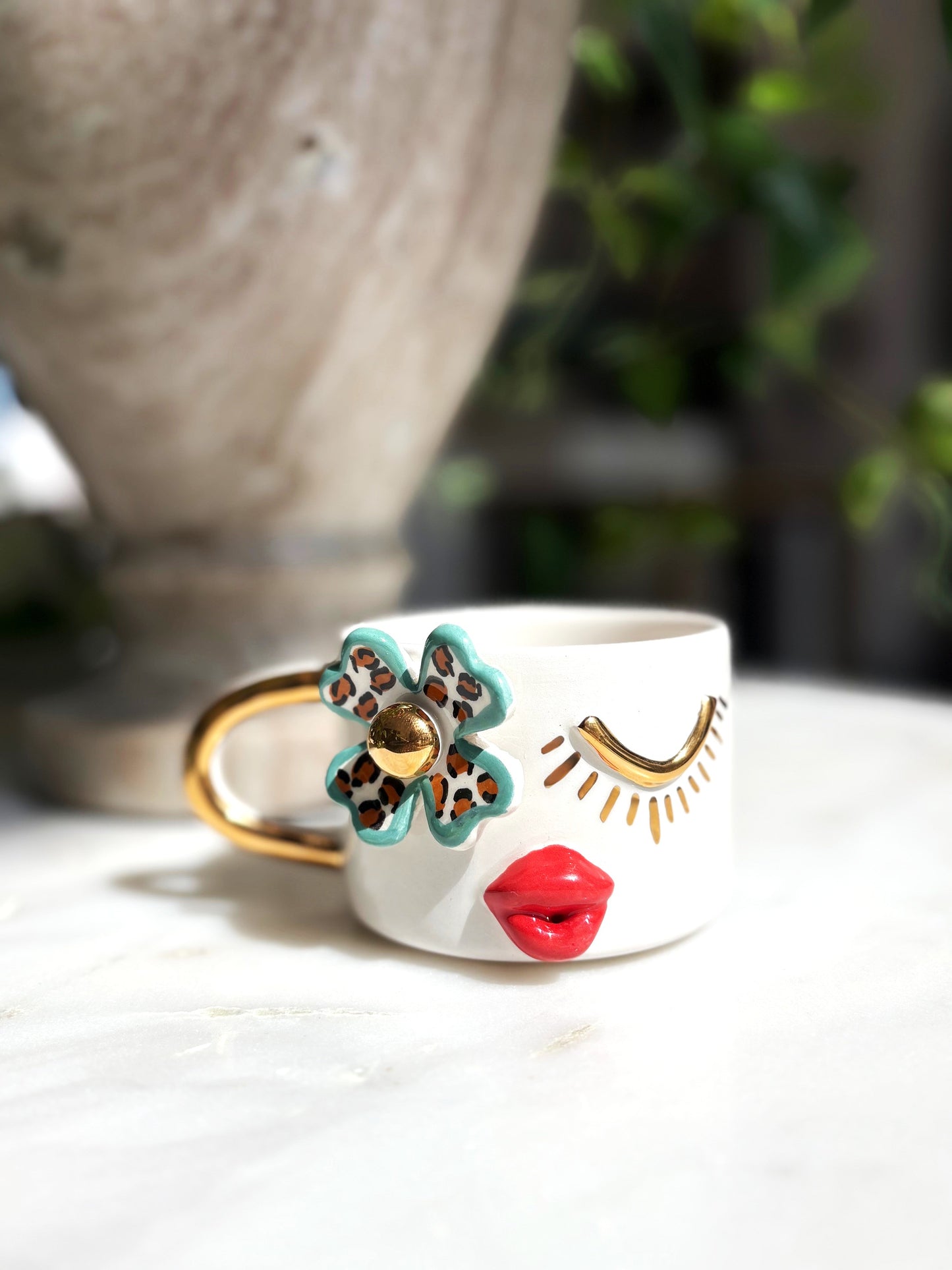 Leo Girl 24K Gold Handmade Ceramic Coffee & Tea Cup