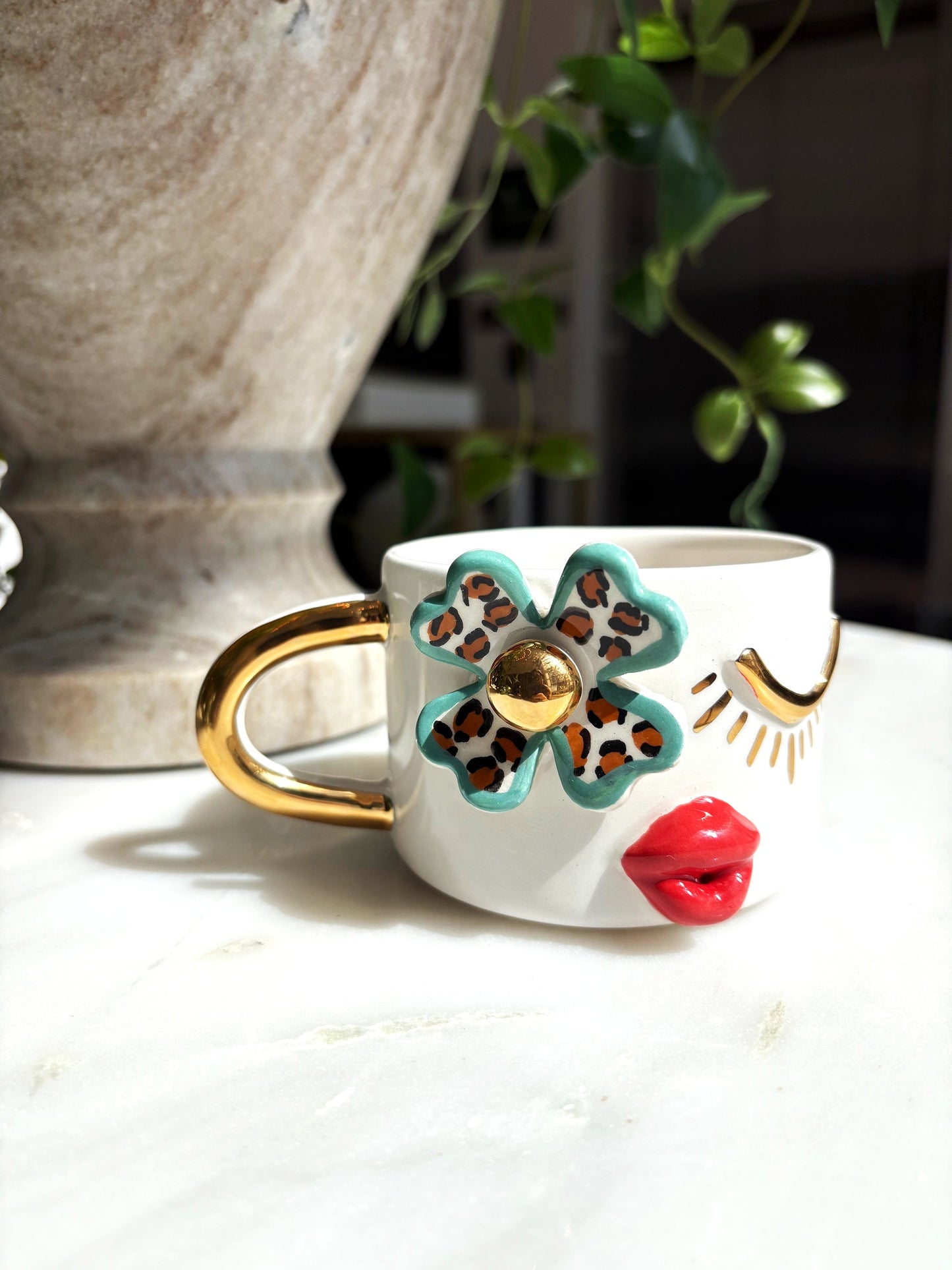Leo Girl 24K Gold Handmade Ceramic Coffee & Tea Cup