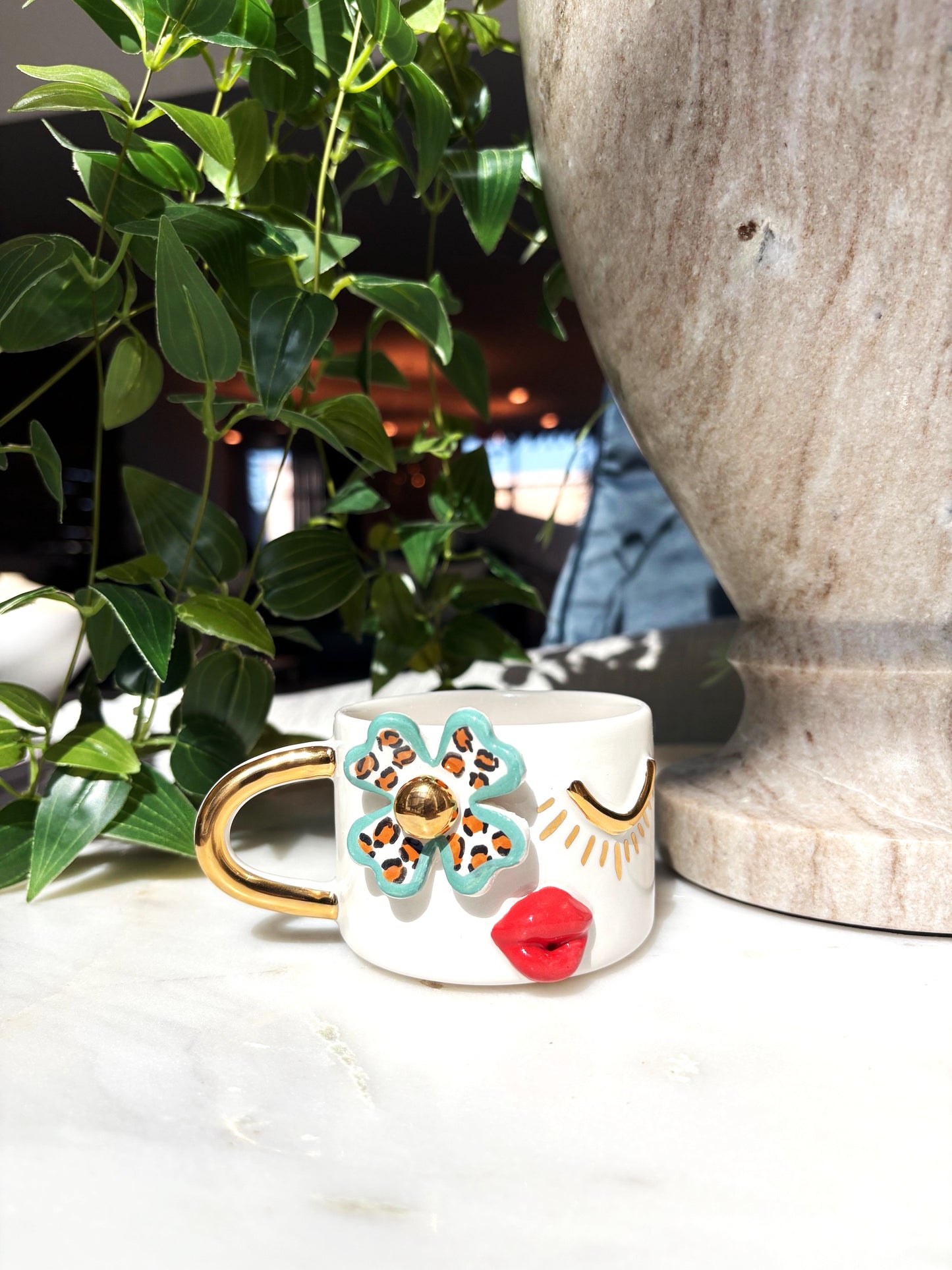 Leo Girl 24K Gold Handmade Ceramic Coffee & Tea Cup