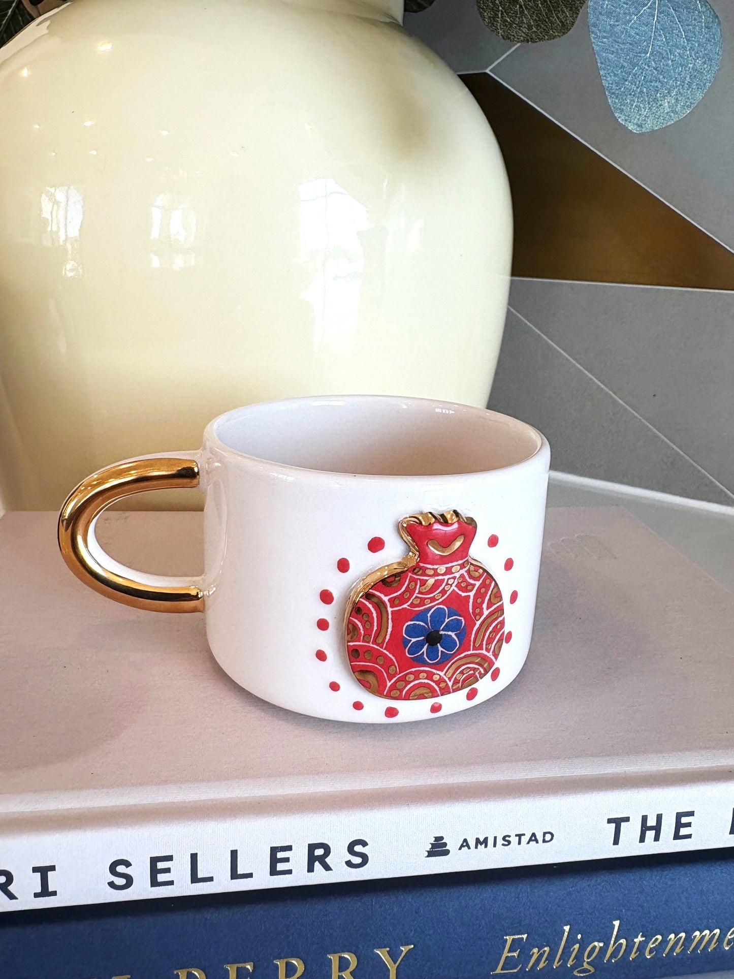 Bereket Pomegranate 24K Gold Handmade Ceramic Coffee & Tea Mug