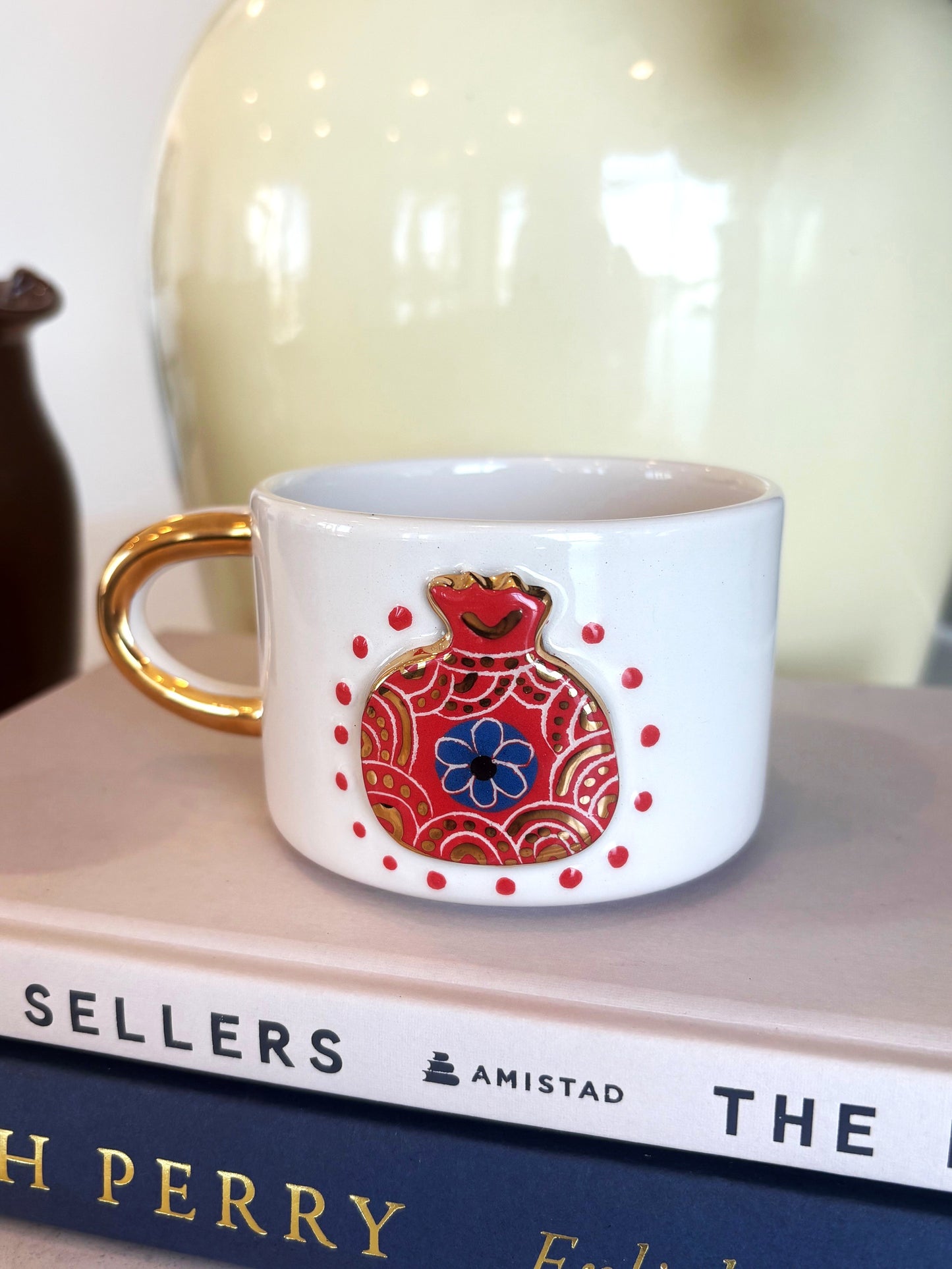 Bereket Pomegranate 24K Gold Handmade Ceramic Coffee & Tea Mug