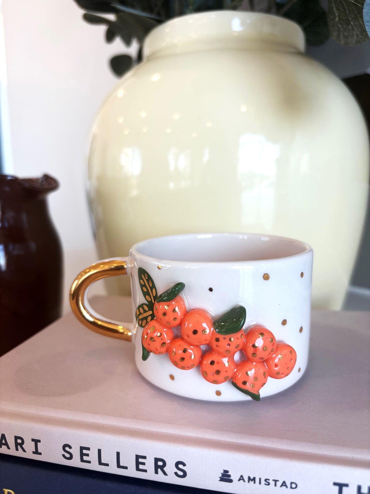 Orange Grove 24K Gold Handmade Ceramic Coffee & Tea Mug