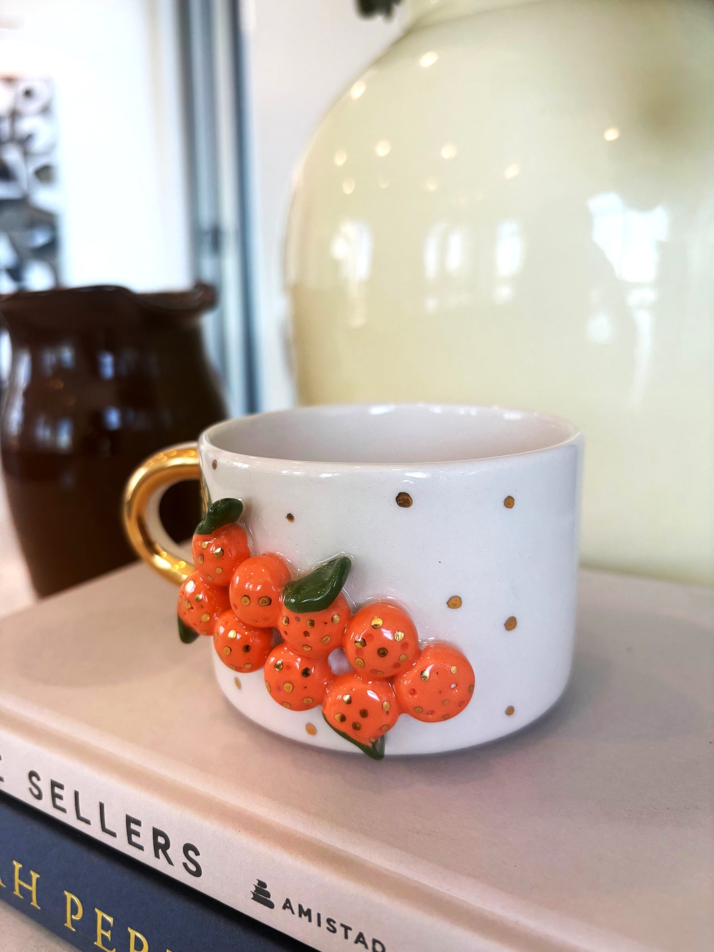 Orange Grove 24K Gold Handmade Ceramic Coffee & Tea Mug