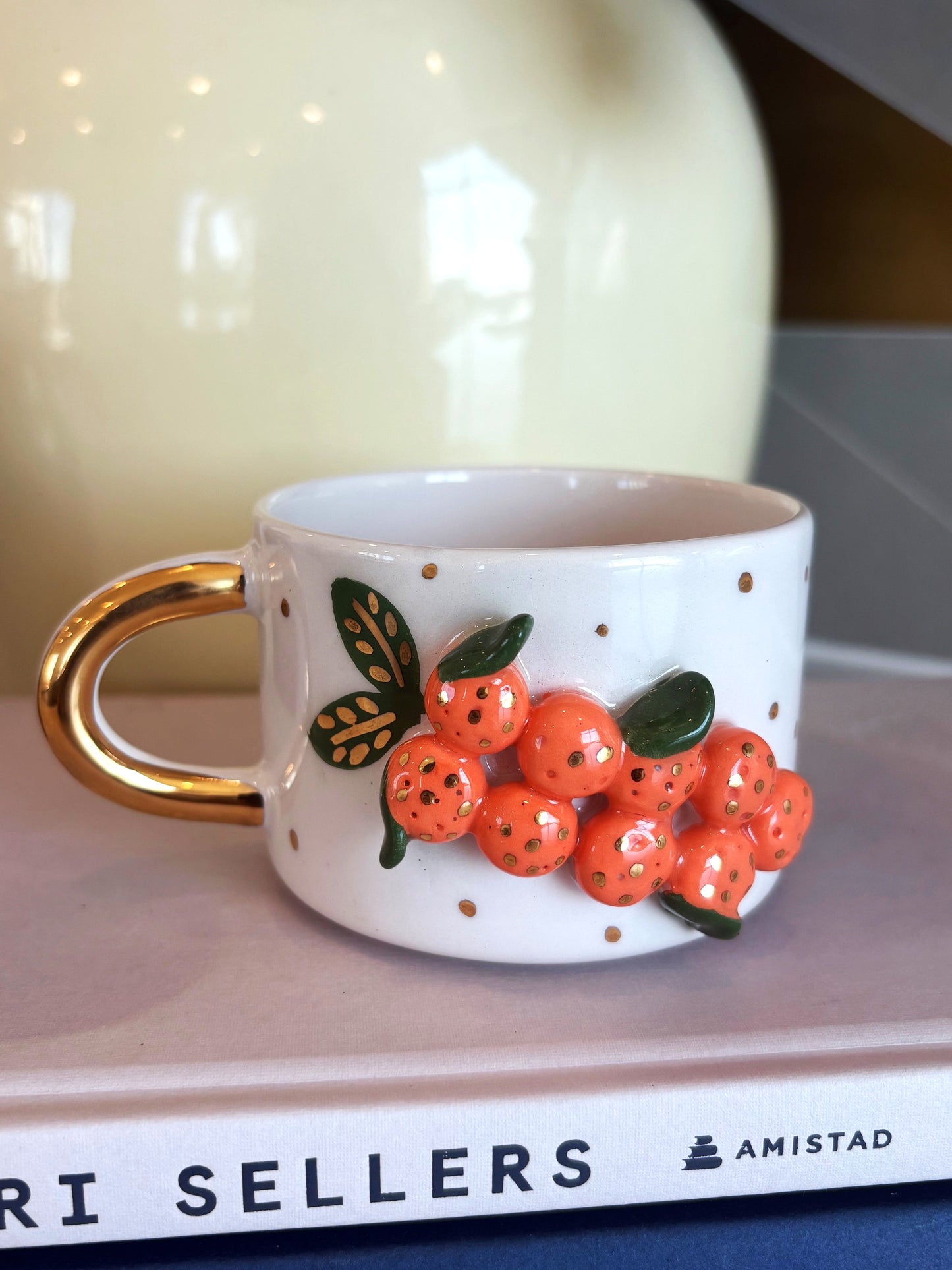 Orange Grove 24K Gold Handmade Ceramic Coffee & Tea Mug