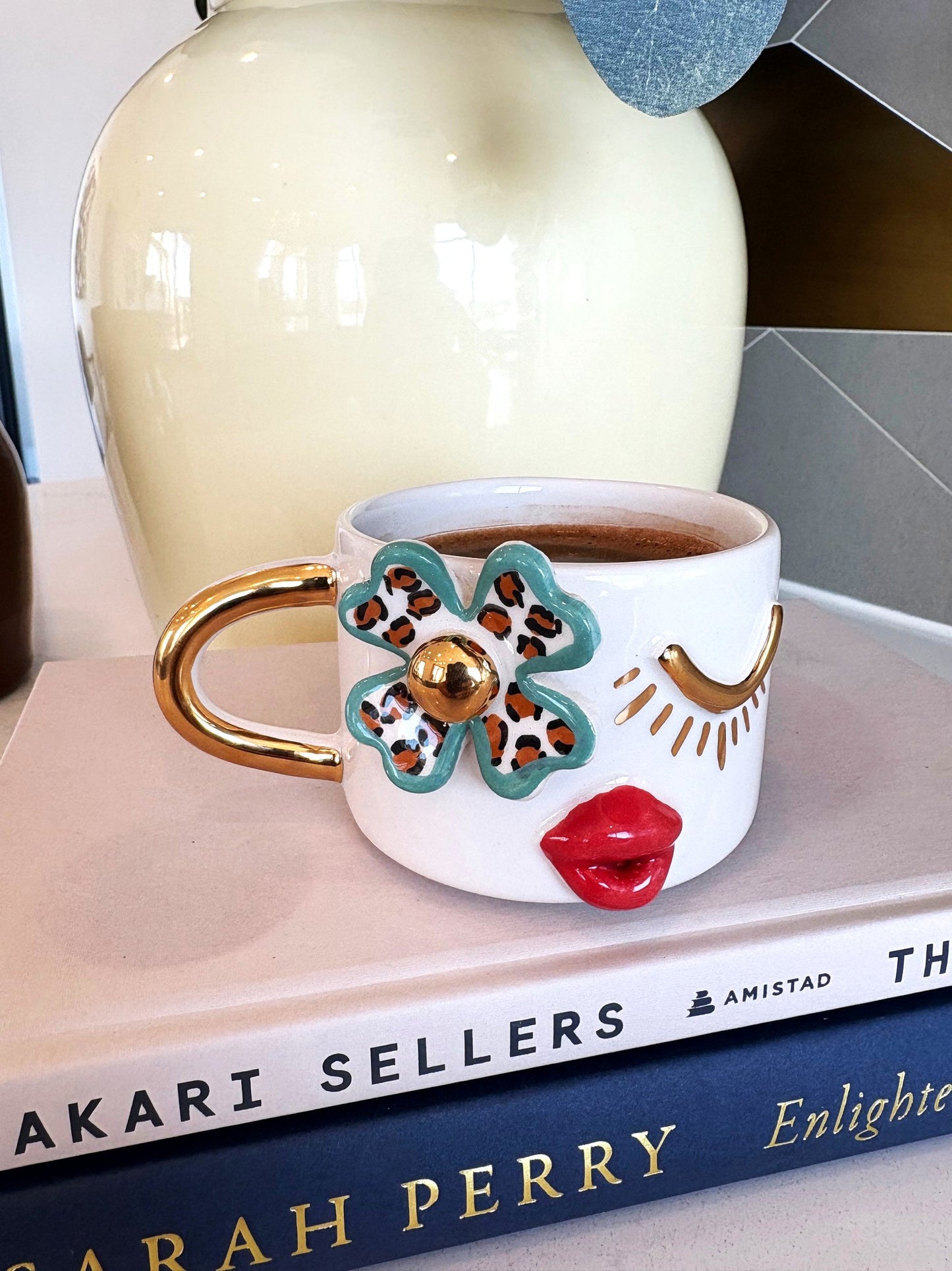 Leo Girl 24K Gold Handmade Ceramic Coffee & Tea Cup