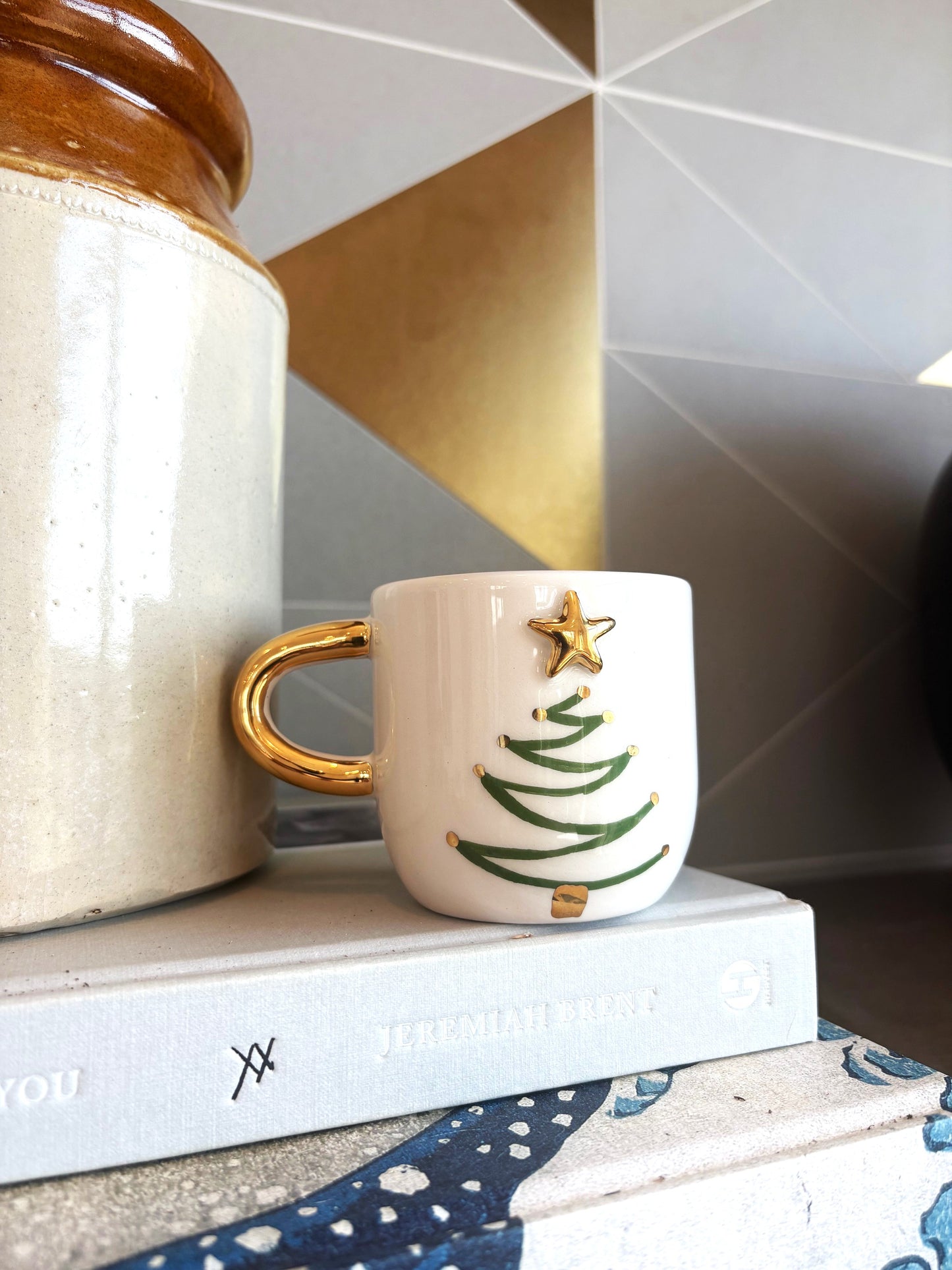 Holiday Tree 24K Gold Handmade Ceramic Coffee & Tea Mug