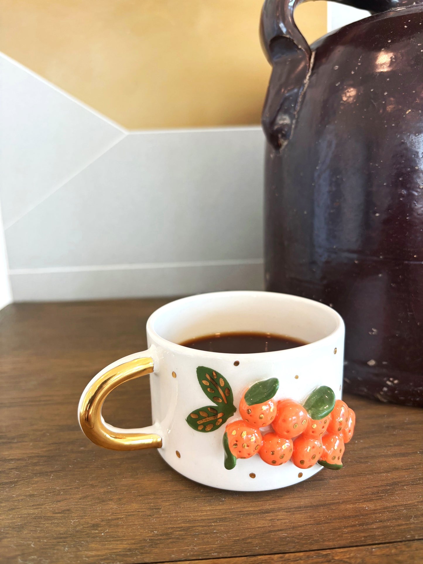 Orange Grove 24K Gold Handmade Ceramic Coffee & Tea Mug