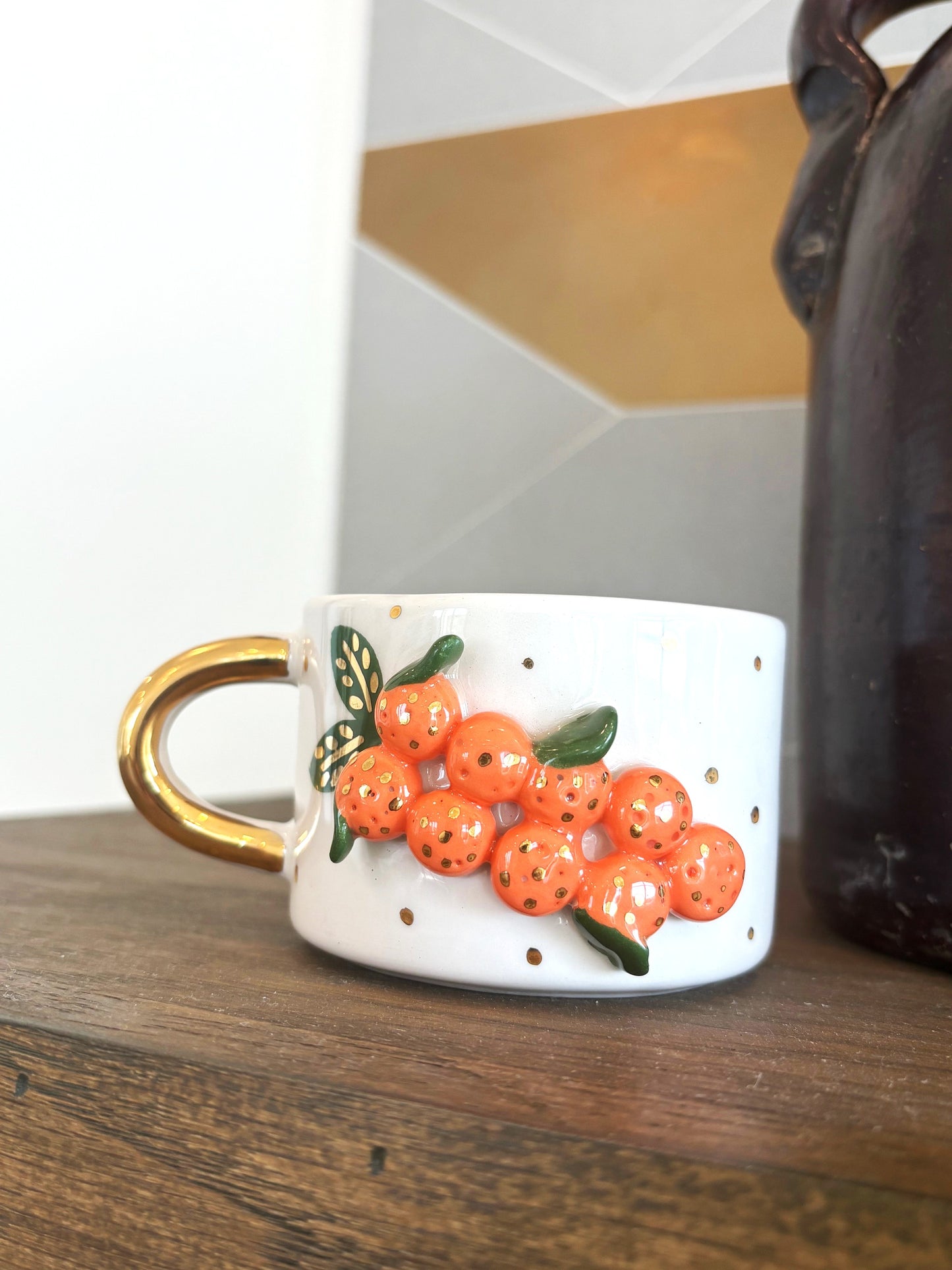 Orange Grove 24K Gold Handmade Ceramic Coffee & Tea Mug
