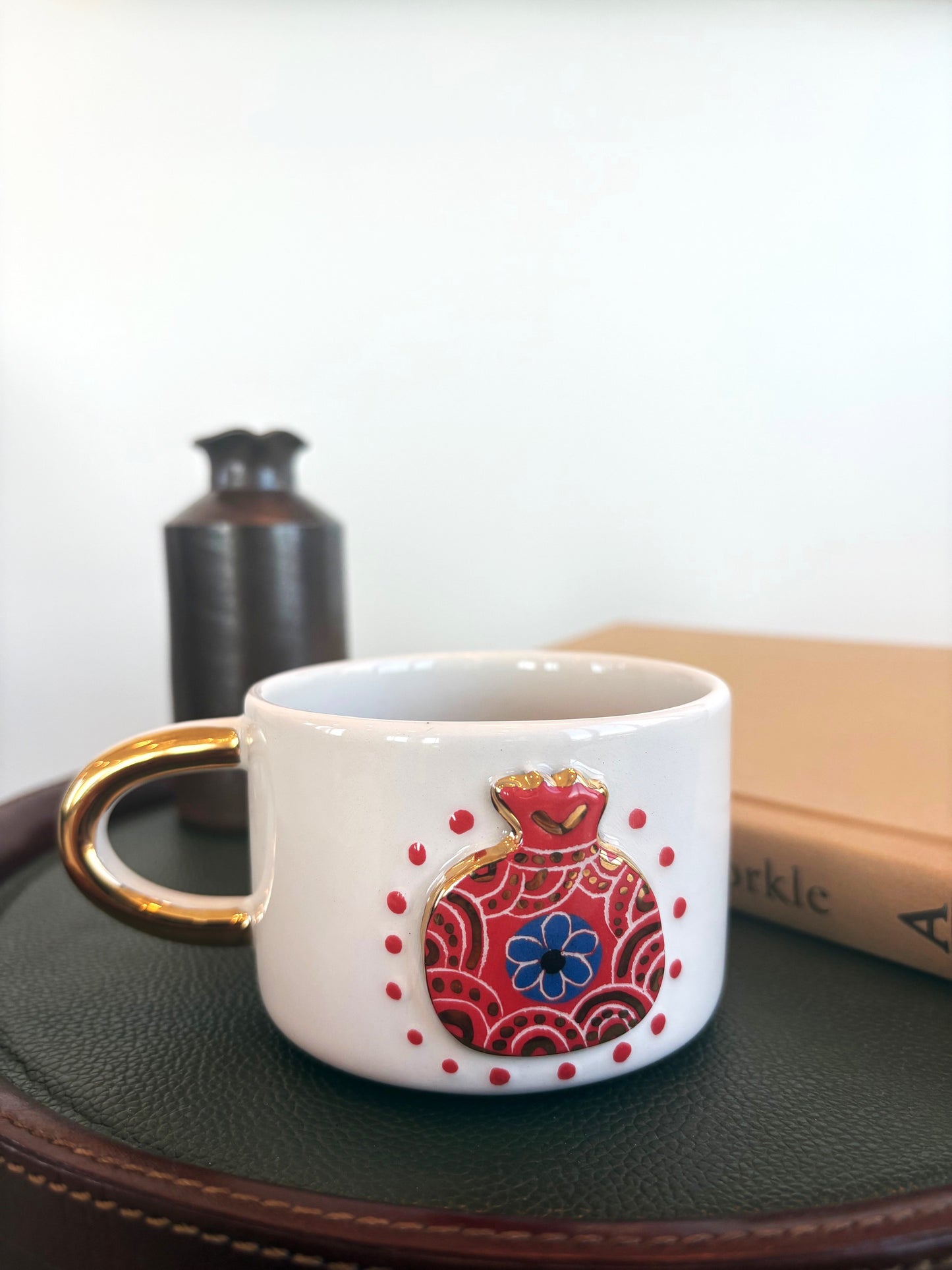 Bereket Pomegranate 24K Gold Handmade Ceramic Coffee & Tea Mug