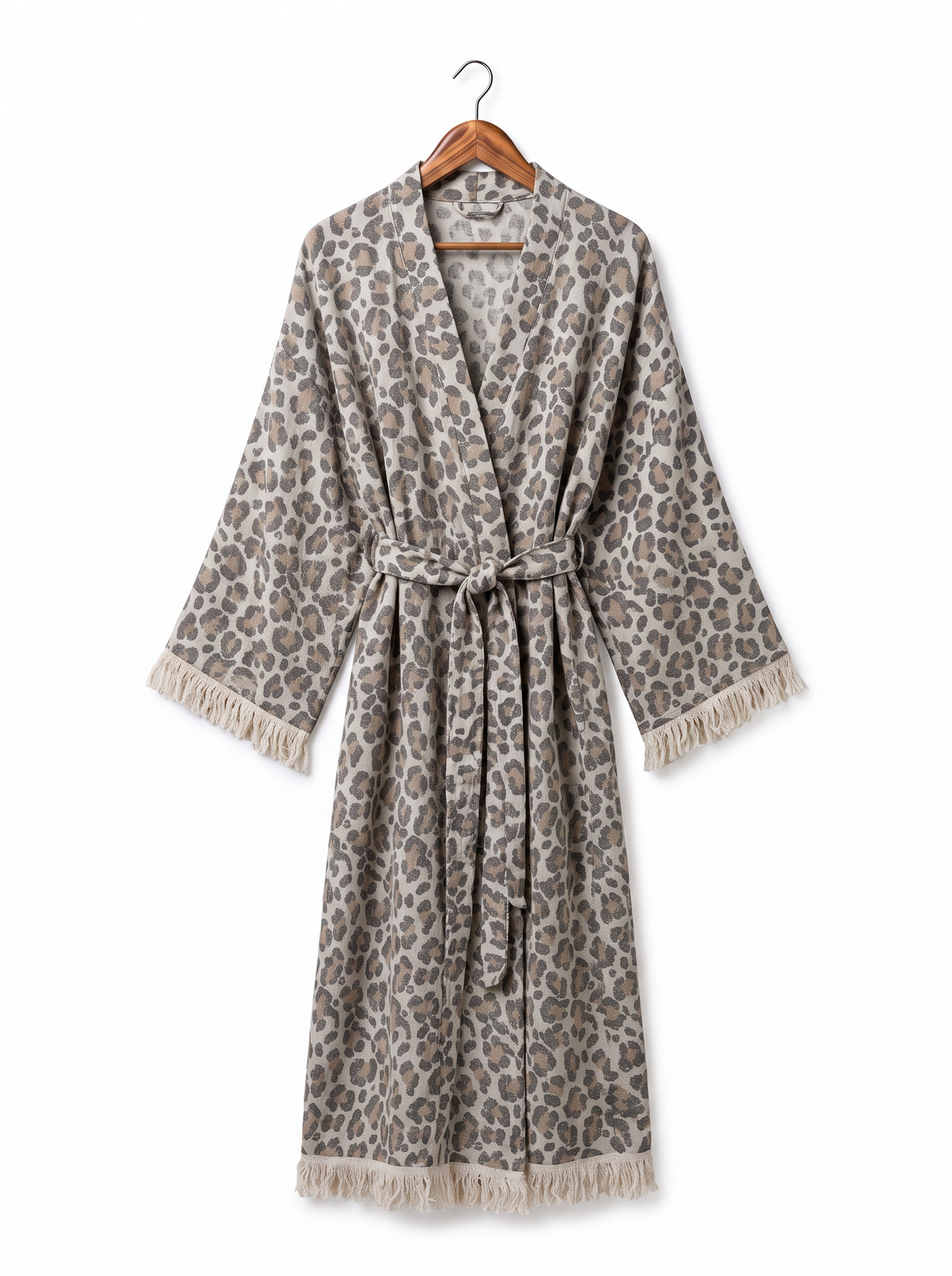 Calista Handwoven Jacquard Beach Cover-Up Robe - Leopard