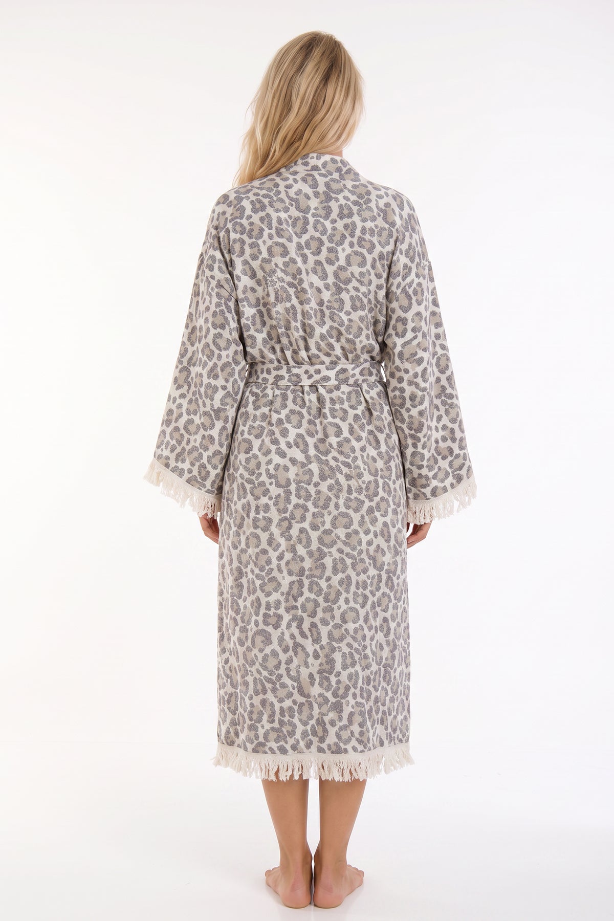 Calista Handwoven Jacquard Beach Cover-Up Robe - Leopard