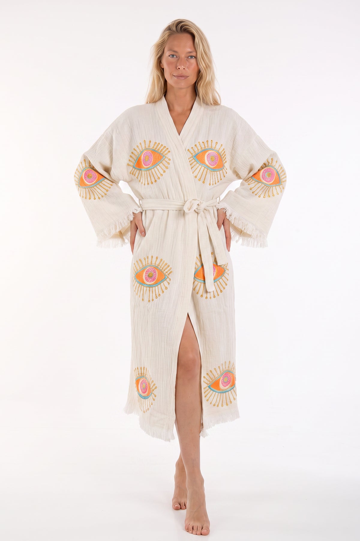 Aria Handmade Muslin Beach Cover-Up Robe – Off White