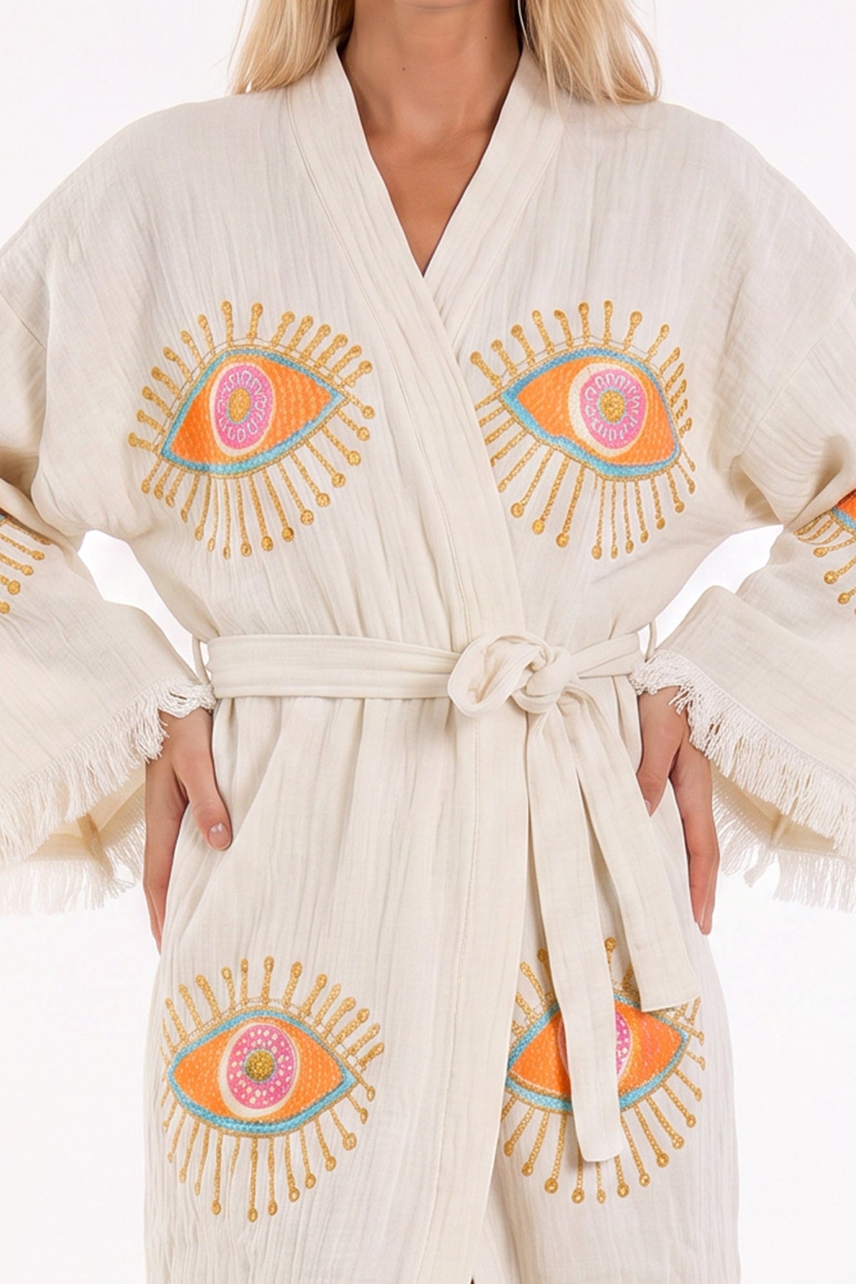 Aria Handmade Muslin Beach Cover-Up Robe – Off White