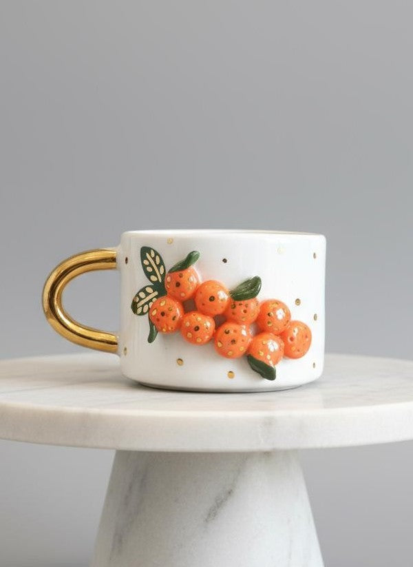 Orange Grove 24K Gold Handmade Ceramic Coffee & Tea Mug