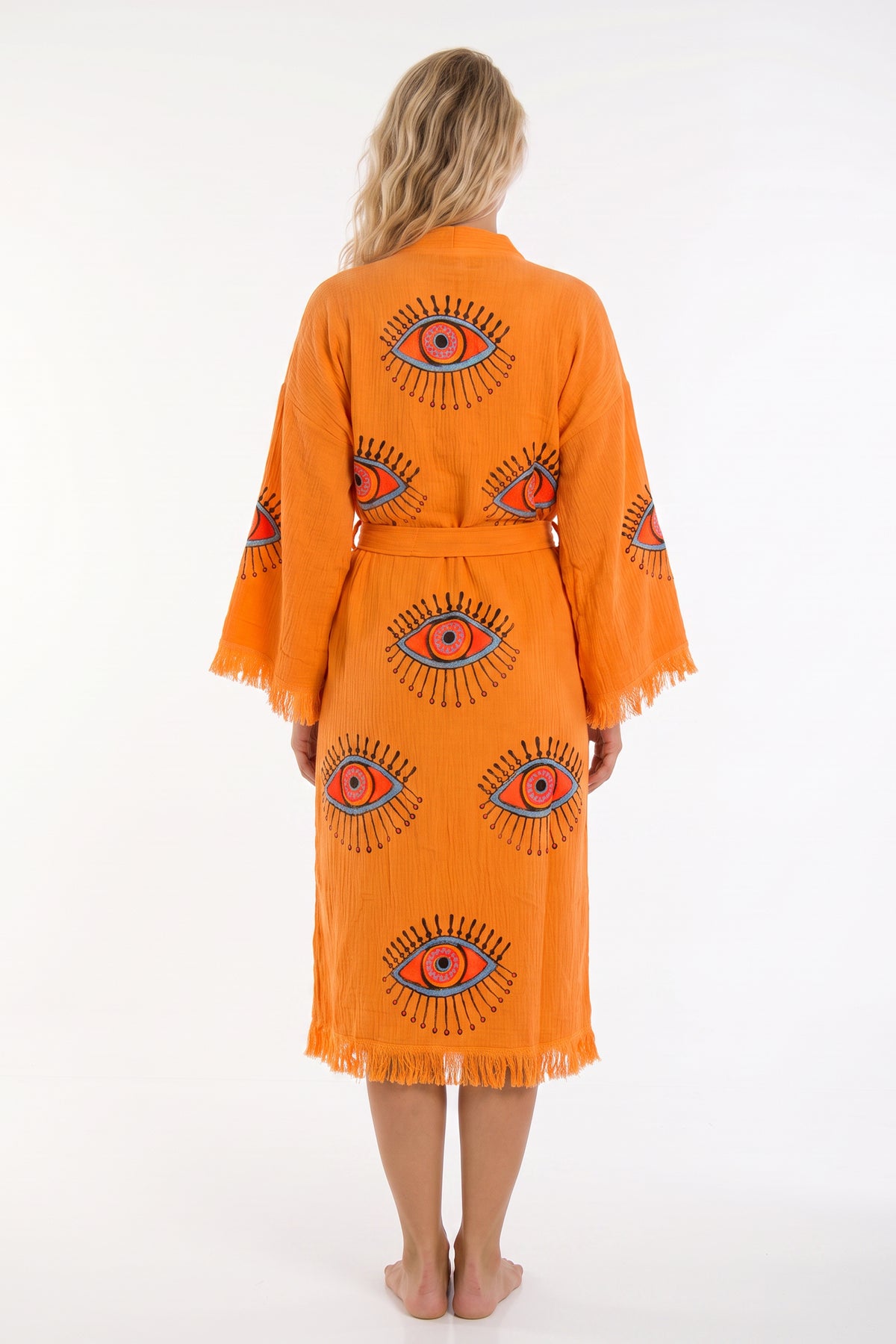 Aria Handmade Muslin Beach Cover-Up Robe – Orange