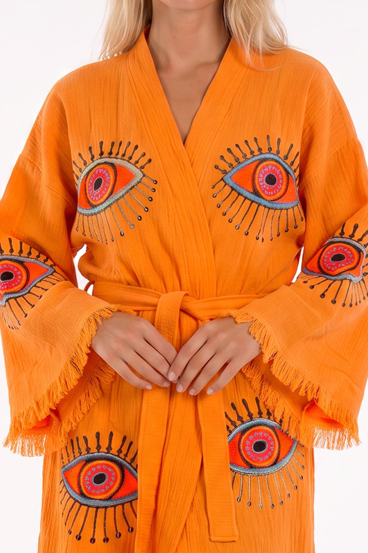 Aria Handmade Muslin Beach Cover-Up Robe – Orange