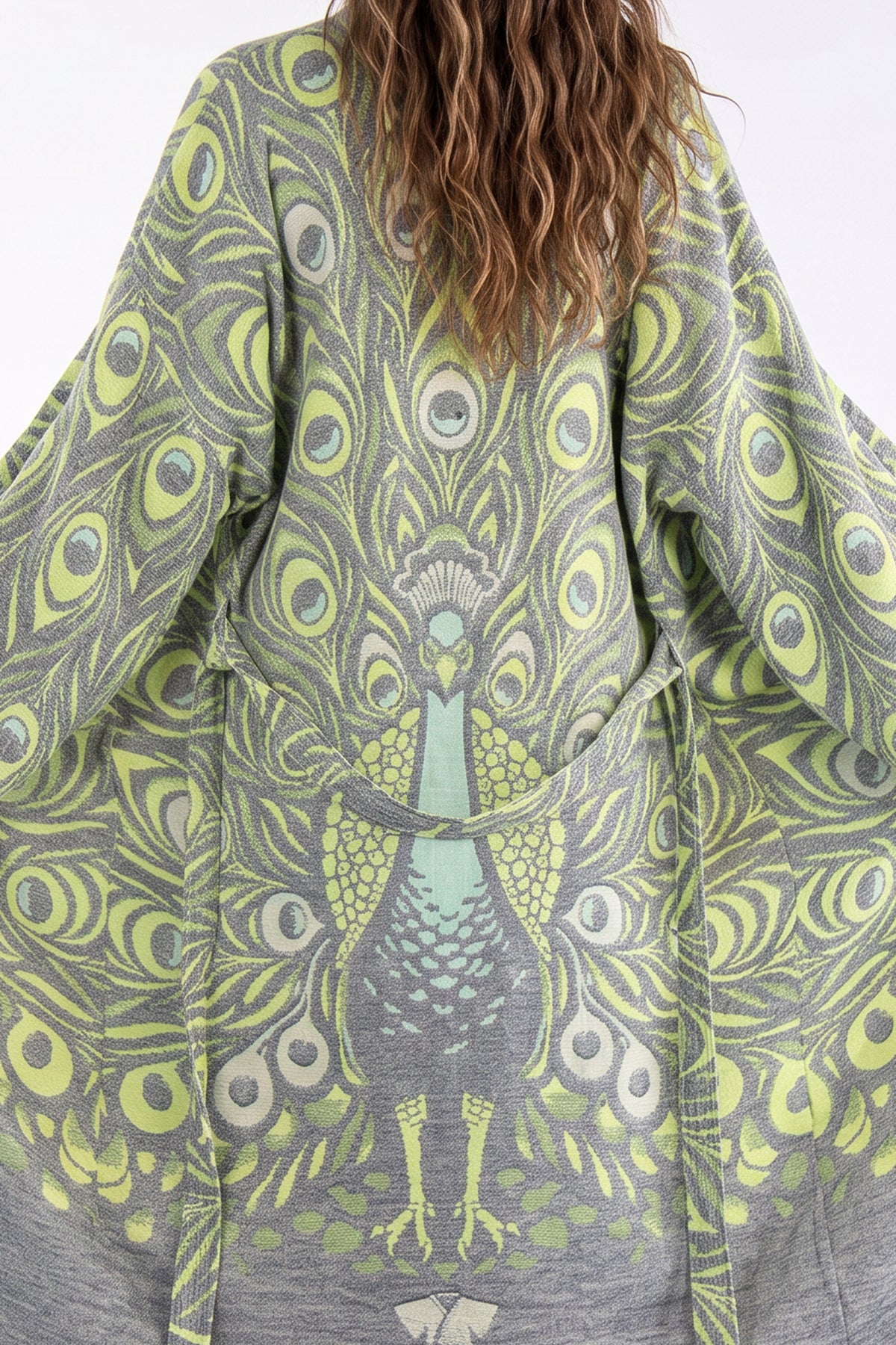 Pia Handwoven Jacquard Printed Fringed  Festival Robe
