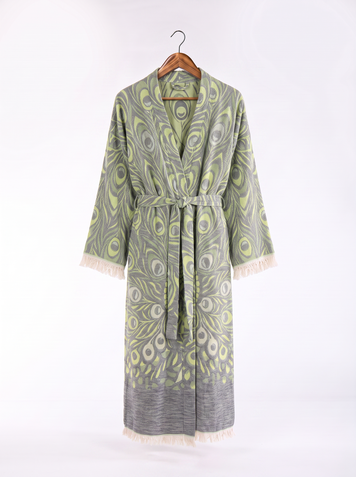 Pia Handwoven Jacquard Printed Fringed  Festival Robe