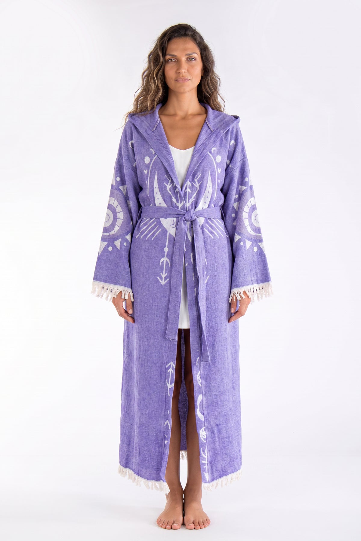 Luna Handwoven Jacquard Beach Cover-Up Robe - Purple